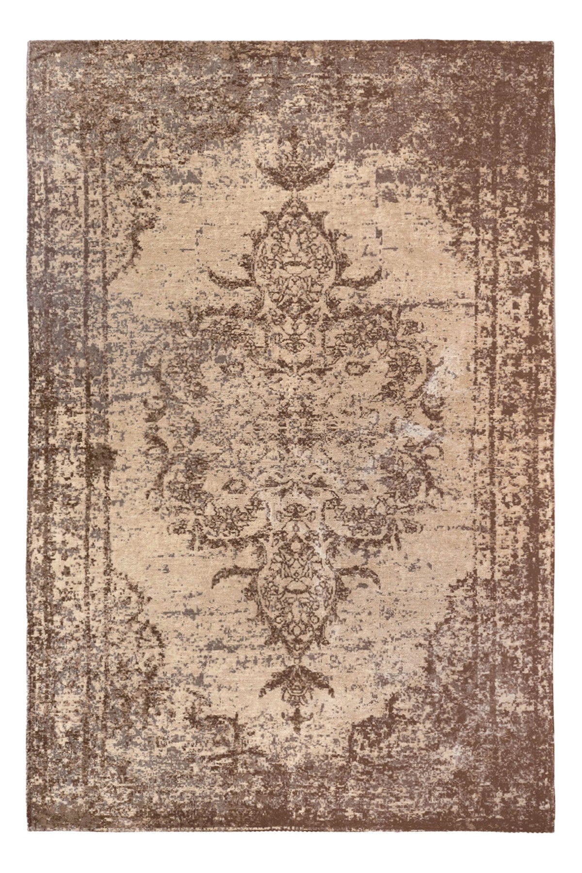 Nayra Spirit 2 Kaymaz Tabanlı Yıkanabilir Vintage Kilim - Kahverengi — üstten görünüm