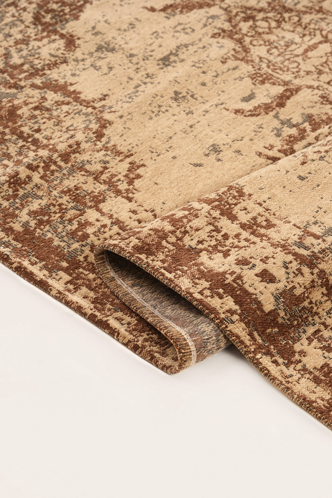 Nayra Spirit 2 Kaymaz Tabanlı Yıkanabilir Vintage Kilim - Kahverengi — detay 1