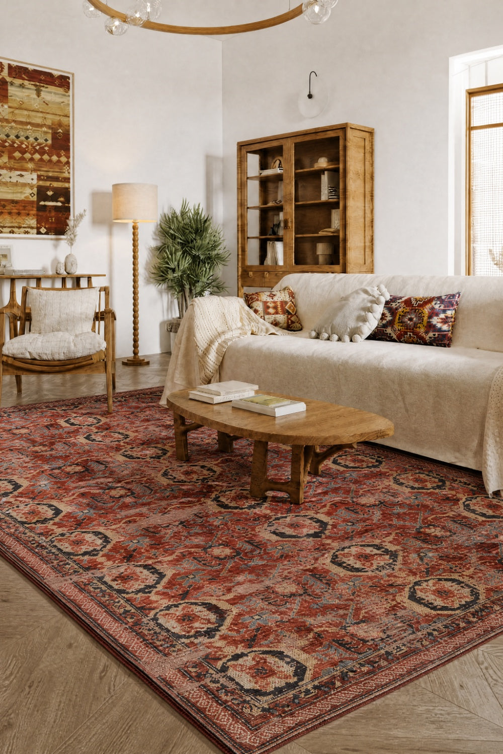 Nayra Kuman 33 Kaymaz Tabanlı Yıkanabilir Klasik Kilim — ortam görünümü