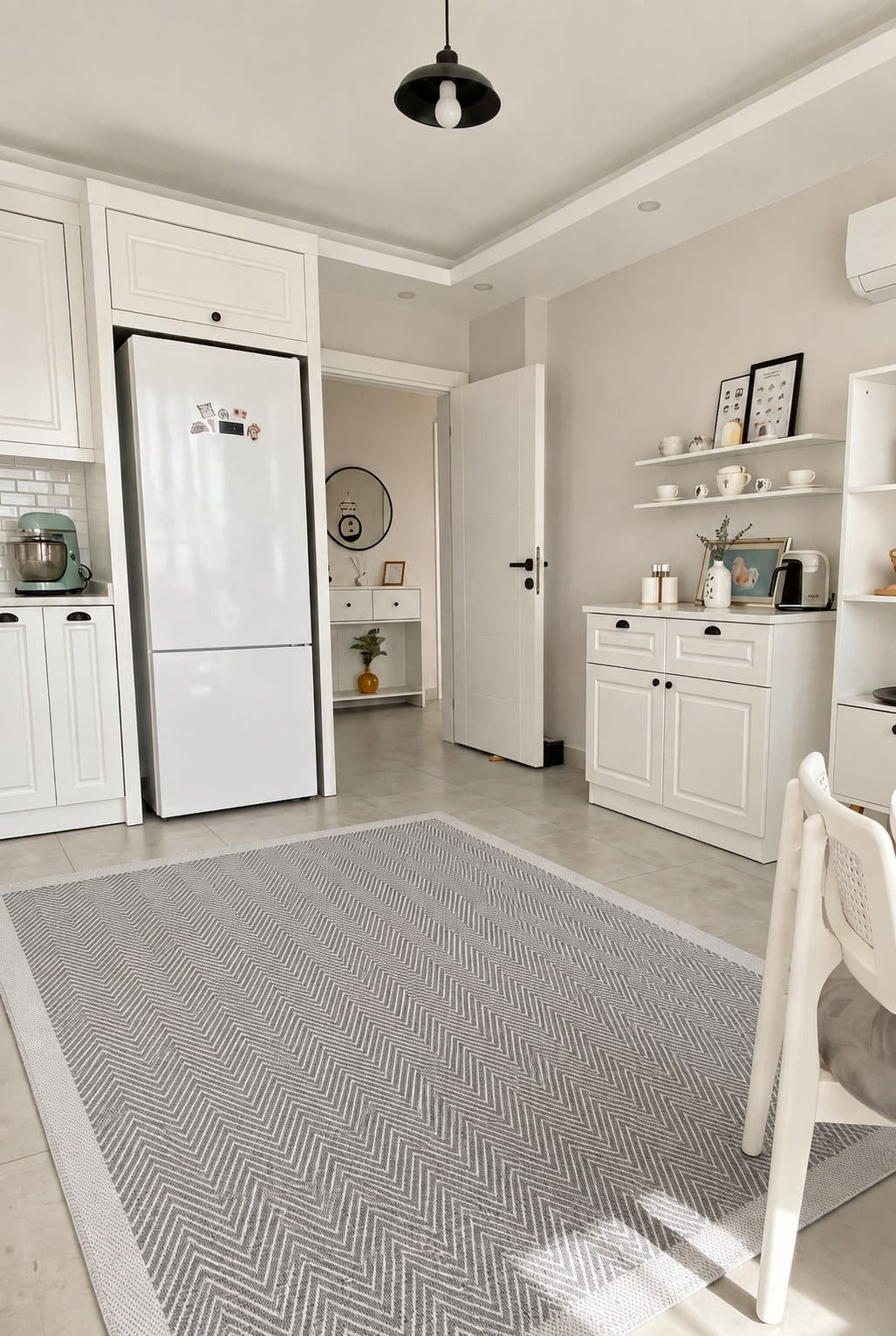 Sisalia NS955 Bordürlü Sisal Halı - Krem Gri — ortam görseli