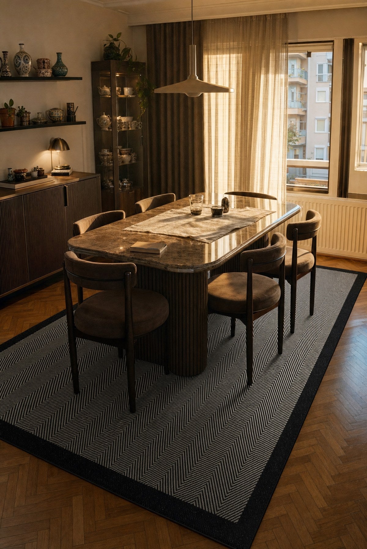 Sisalia NS955 Bordürlü Sisal Halı - Siyah — ortam görseli