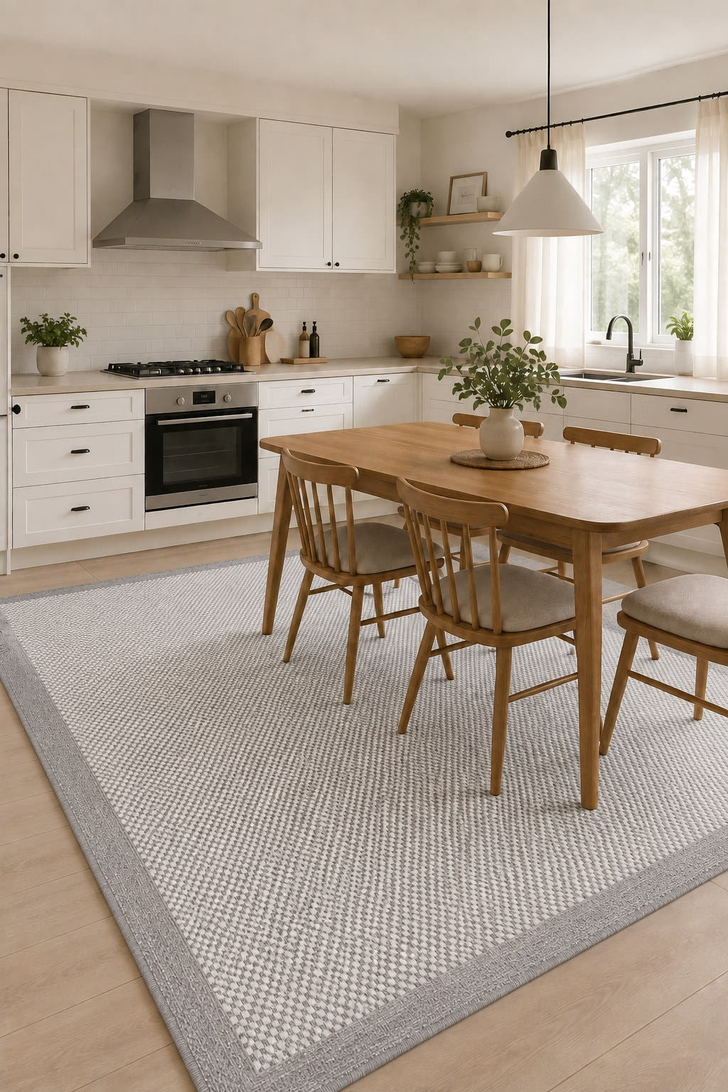 Sisalia NS957 Bordürlü Sisal Halı - Gri — ortam görseli