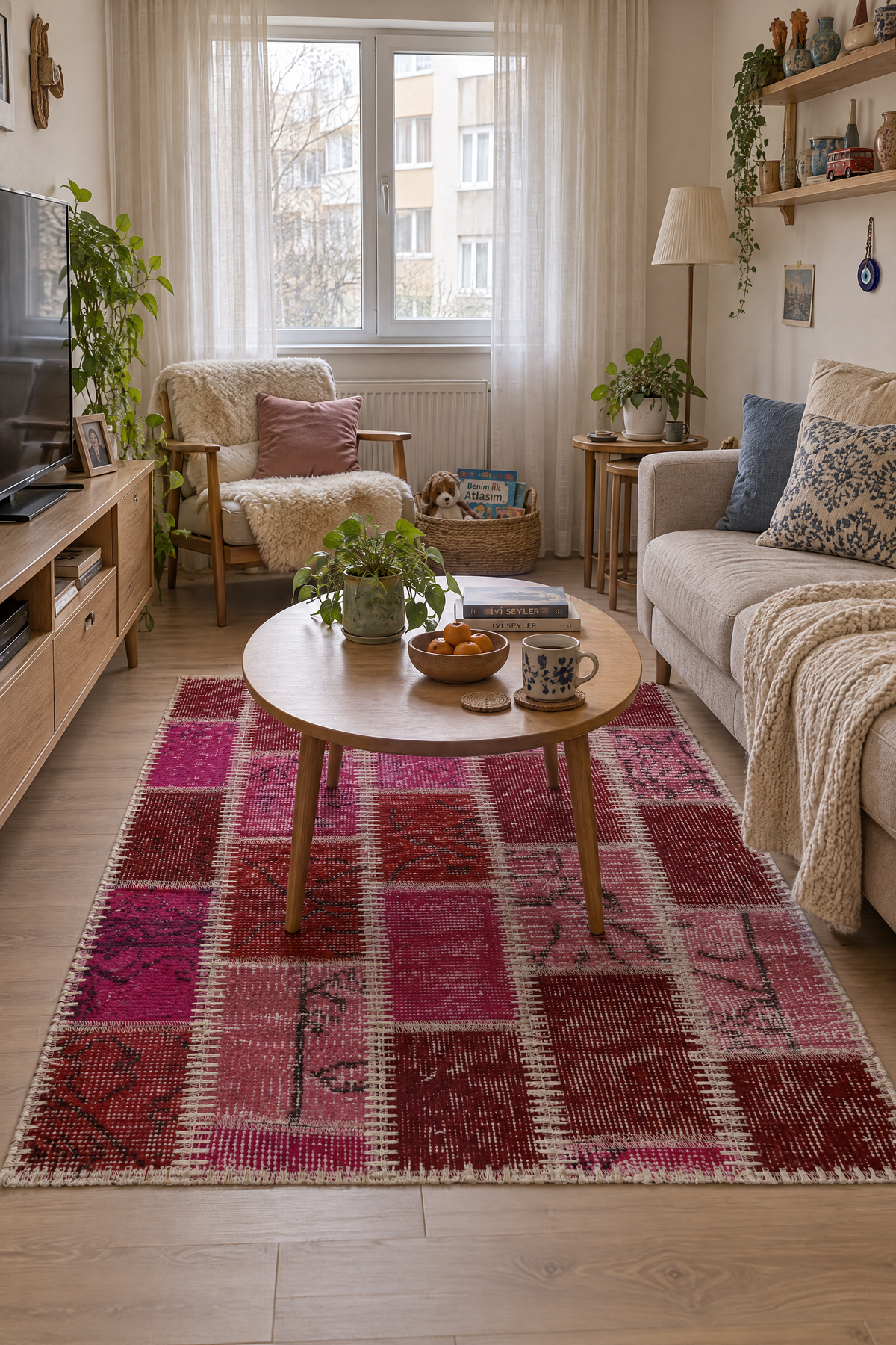 Naar Halı Patchwork 12 El Yapımı Dekoratif Halı 60x90