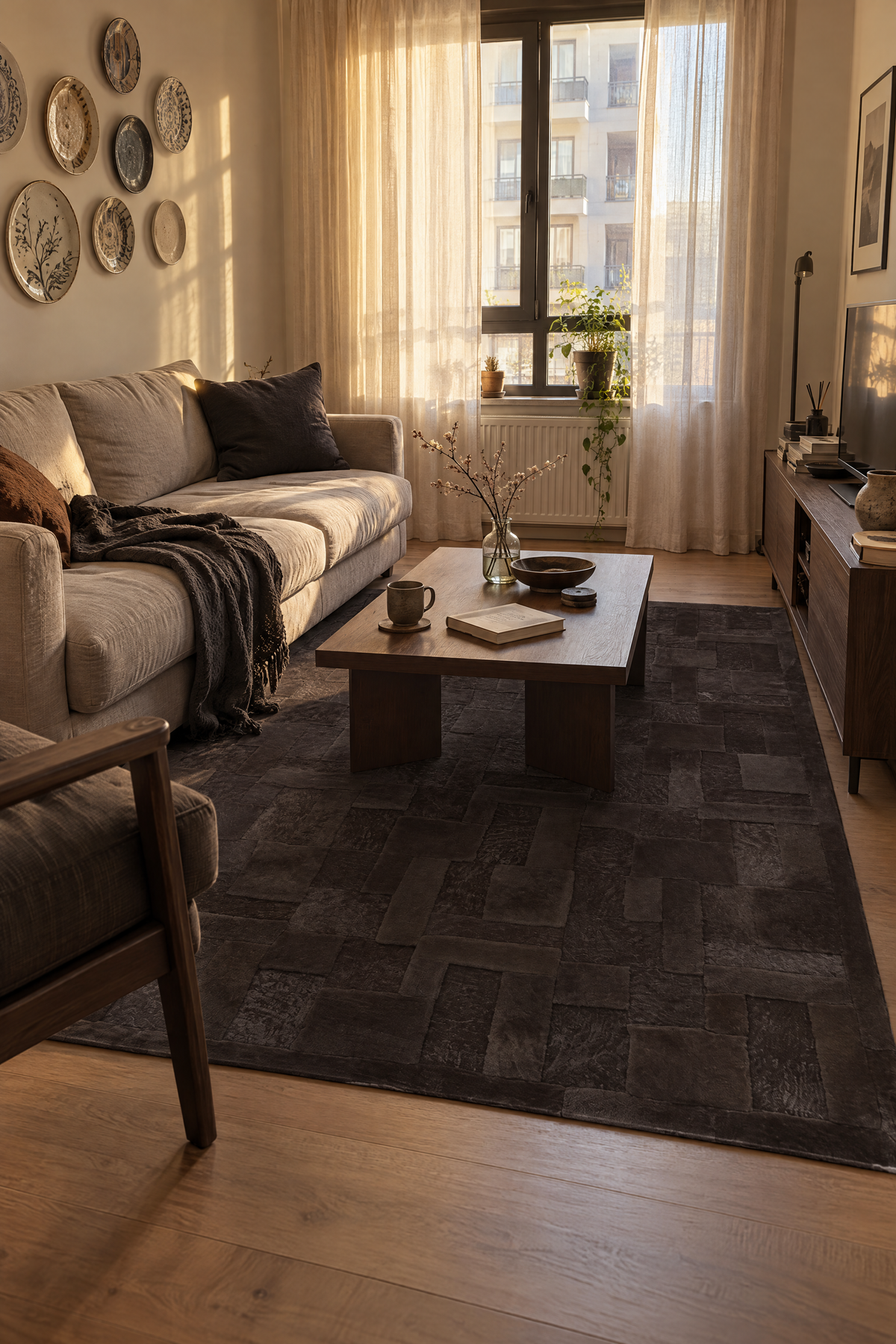 Naar Halı Astragan Deri Patchwork El Yapımı Dekoratif Halı 120x180
