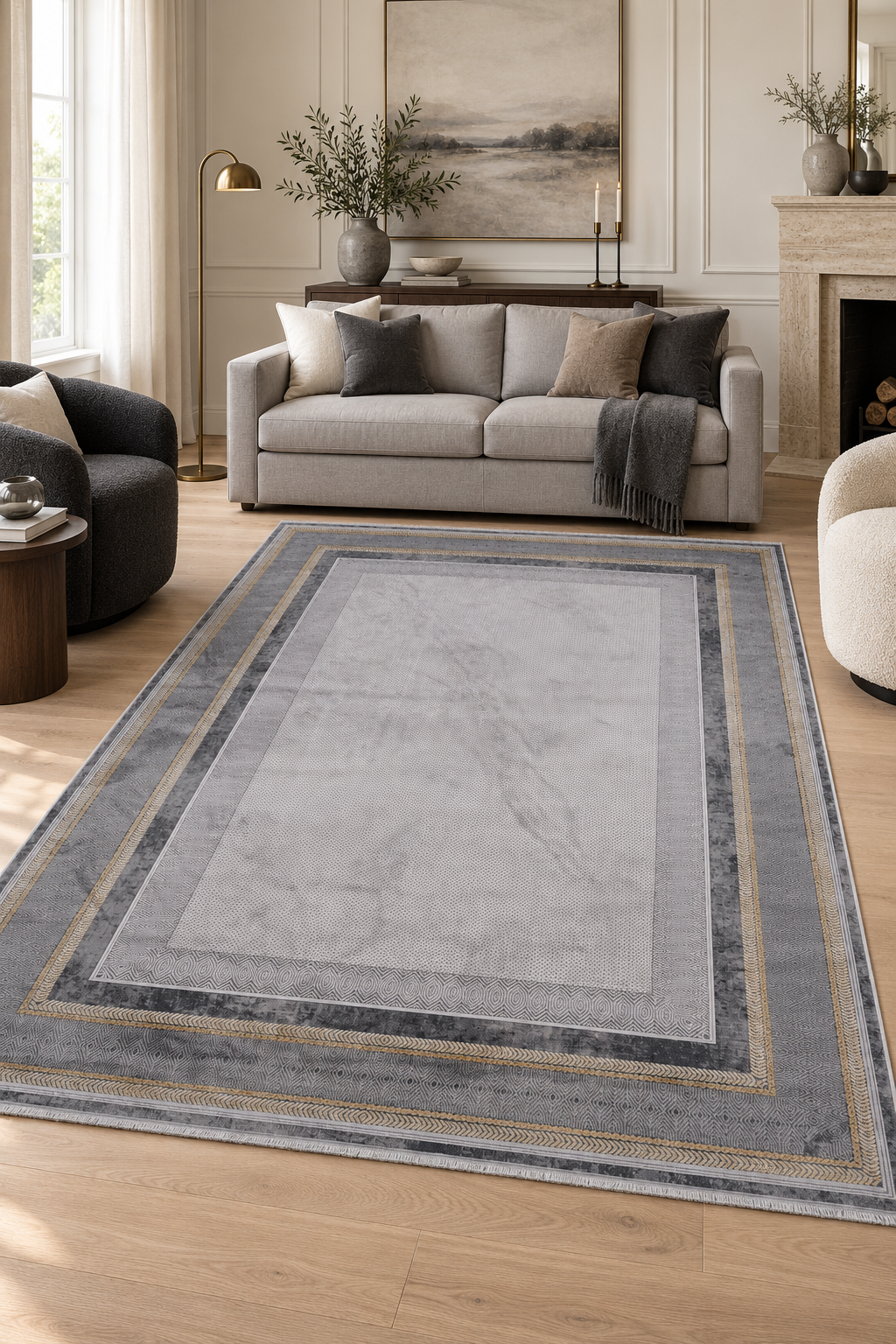 Romans Naturel 1705 Gri Salon Halısı