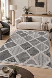 Step 2202 Gri Modern Salon ve Mutfak Halısı Kesme Halı