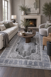 Naar Karia 31536 Bambu Halı - Gri