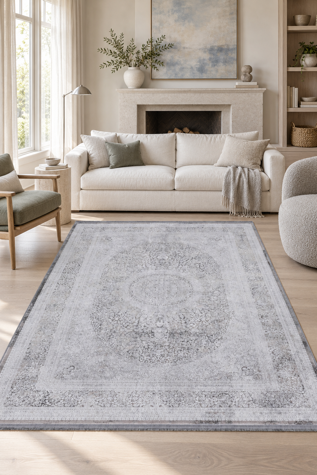 Naar Karia 33140 Bambu Halı - Gri