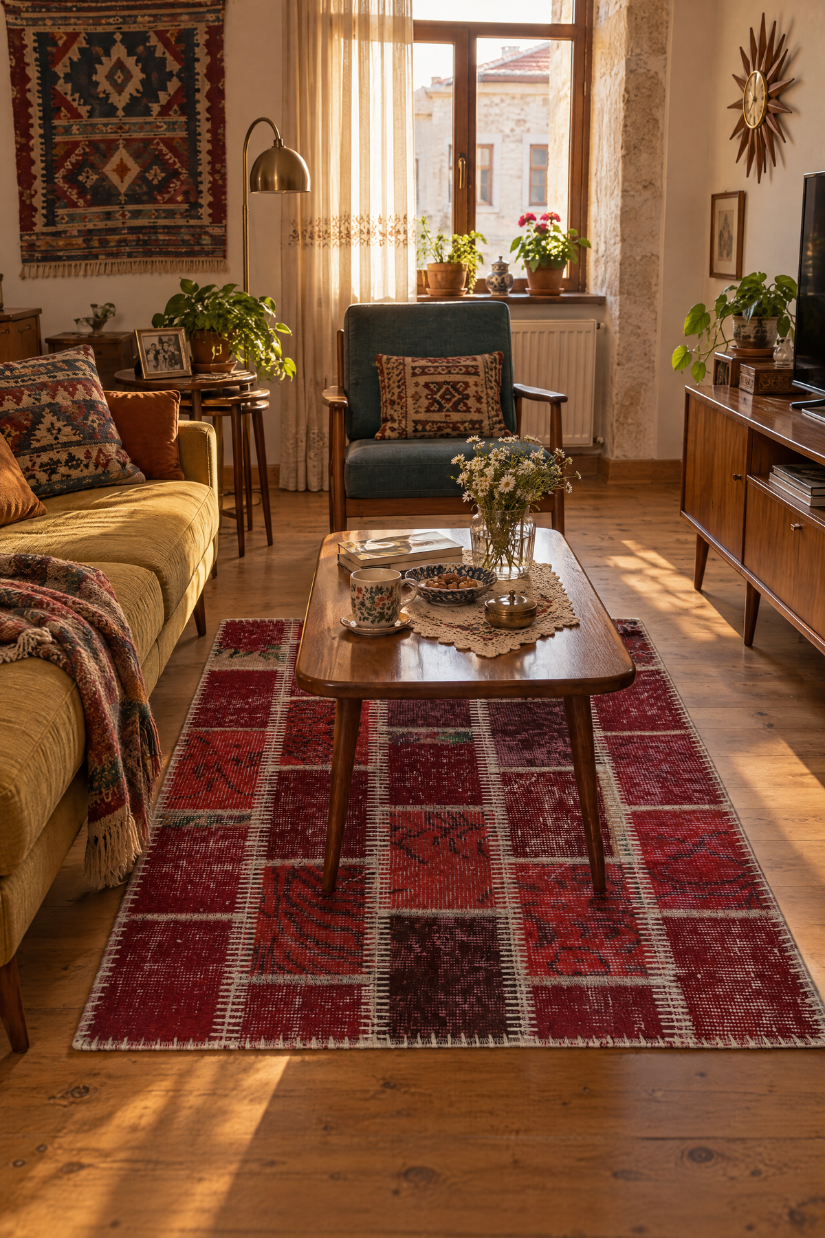 Naar Halı Patchwork El Yapımı Dekoratif Halı 60x90