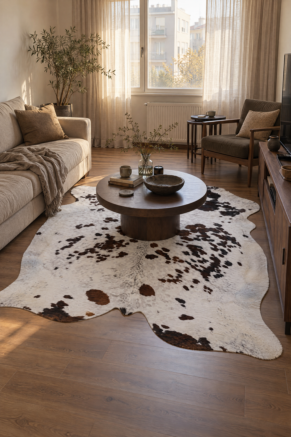Orjinal Buffalo Postu Deri Halı 204x204