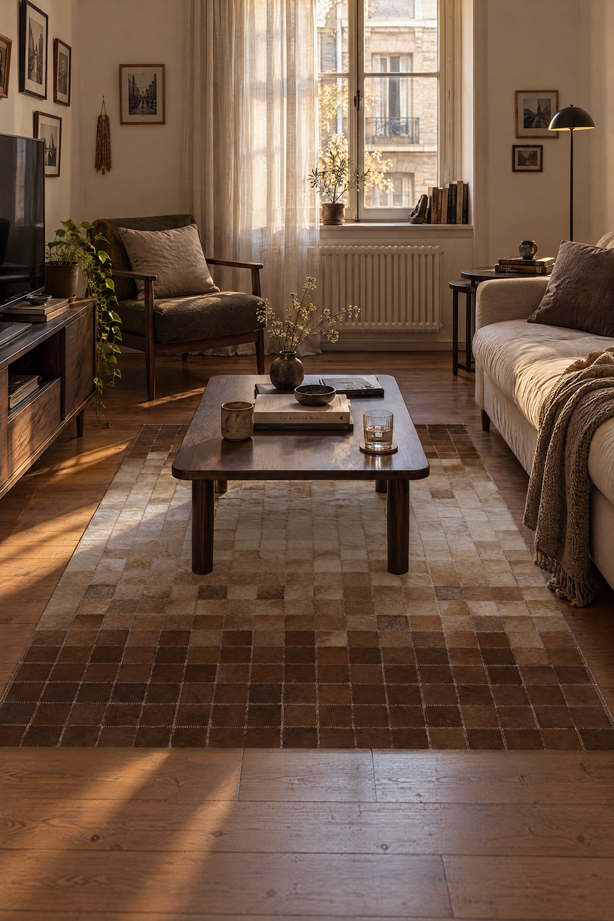 Naar Halı Tay Deri Patchwork El Yapımı Dekoratif Halı 91x152