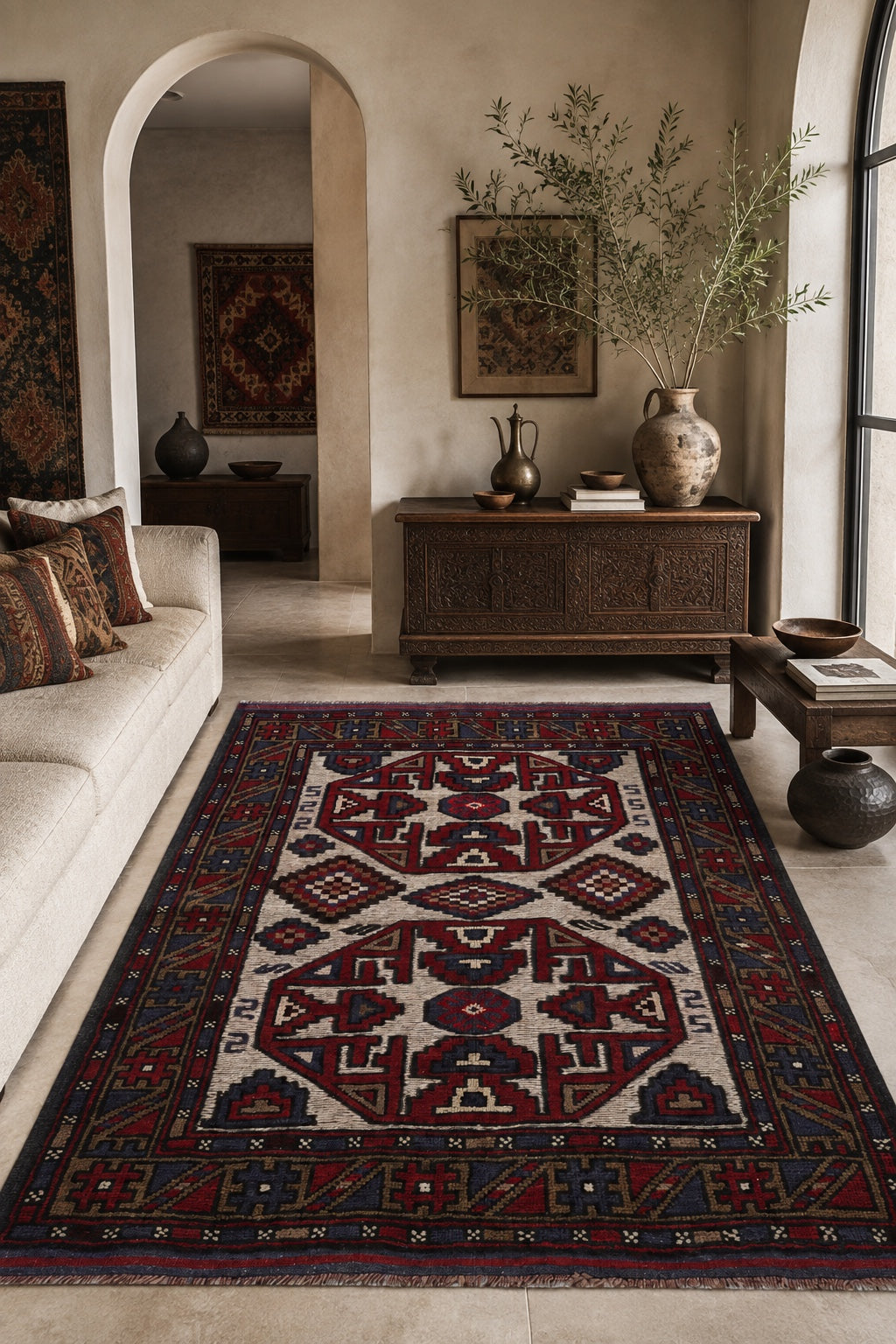 Afgan Berceste El Dokuma Yün Halı 123x90 - Afgan el dokuma hali mockup
