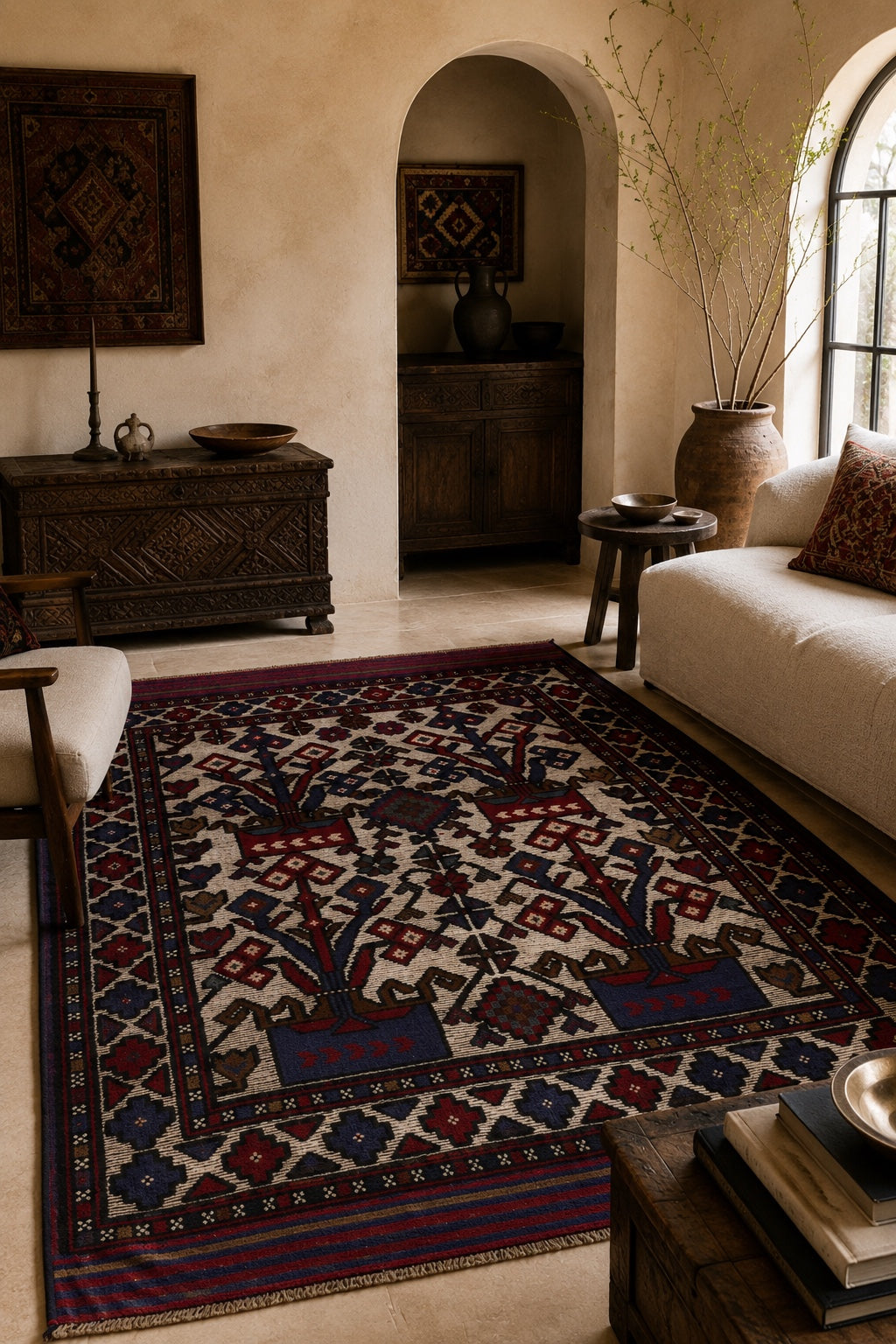 Afgan Berceste El Dokuma Yün Halı 93x133 - Afgan el dokuma hali mockup