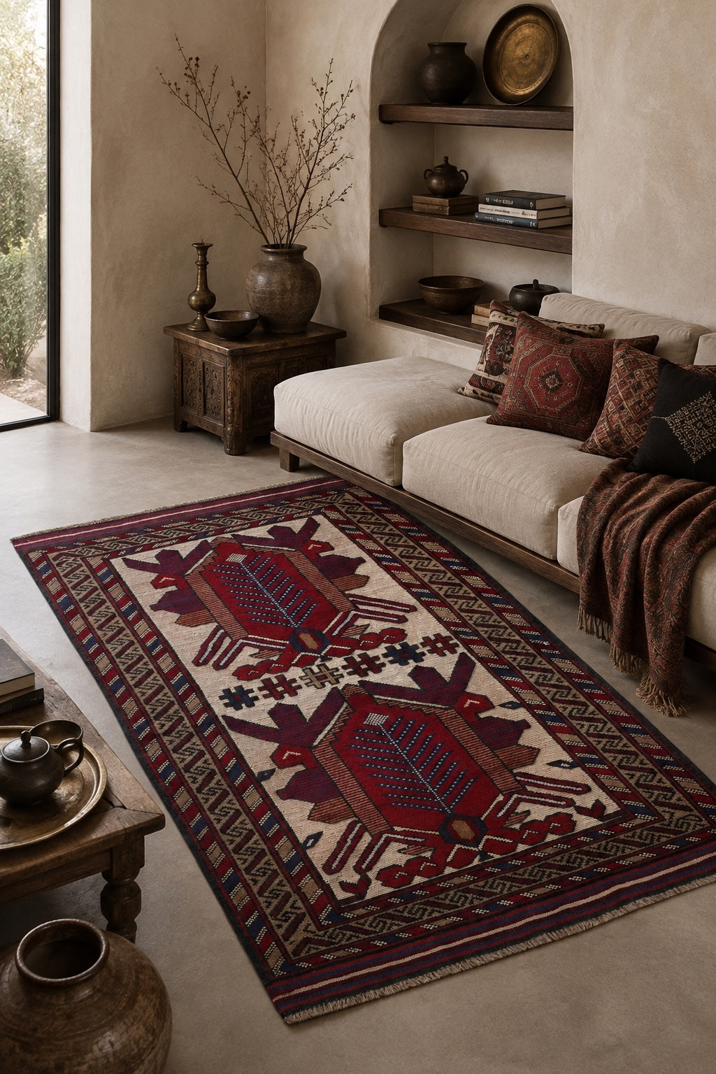 Afgan Berceste El Dokuma Yün Halı 91x136 - Afgan el dokuma hali mockup