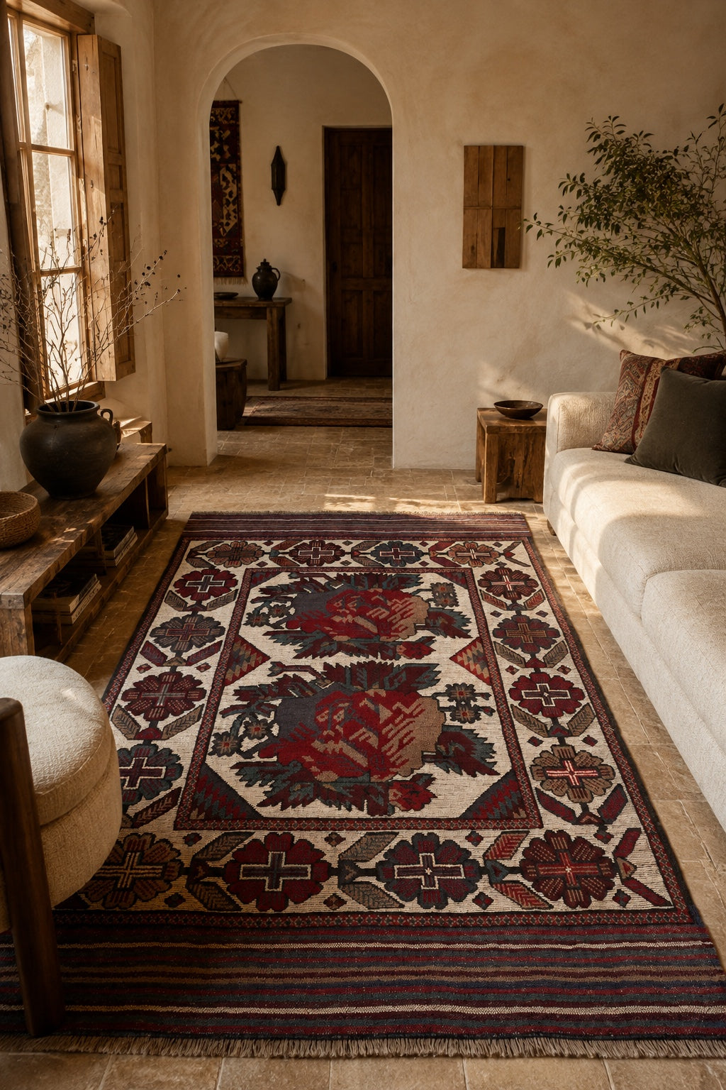 Afgan Berceste El Dokuma Yün Halı 115x174 - Afgan el dokuma hali mockup