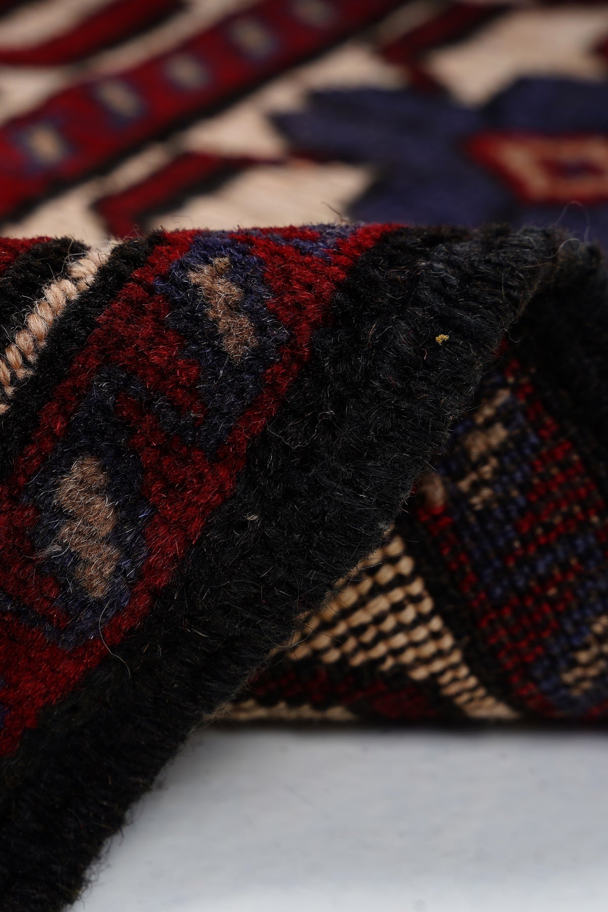 Afgan Berceste El Dokuma Yün Kilim 132x180 — detay 2