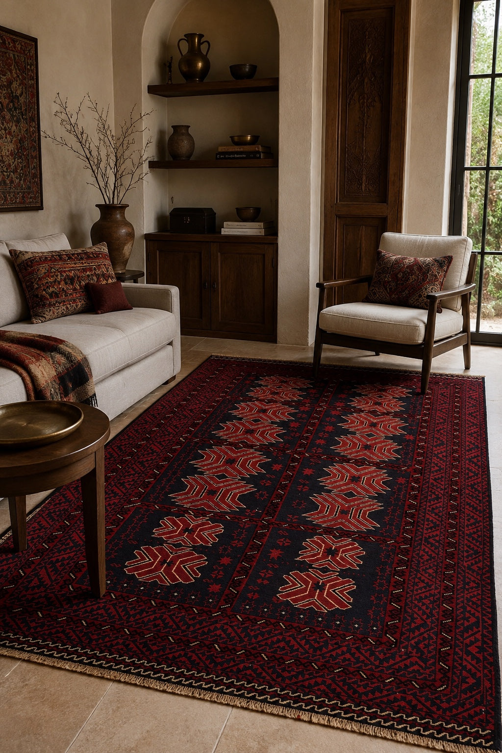 Afgan Berceste El Dokuma Yün Kilim 131x197 - Afgan el dokuma hali mockup