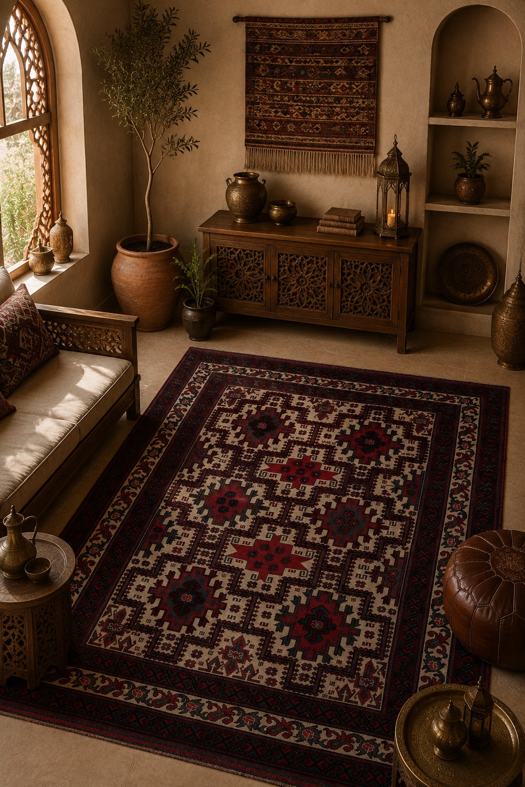 Afgan Berceste El Dokuma Yün Kilim 208x270 - Afgan el dokuma hali mockup