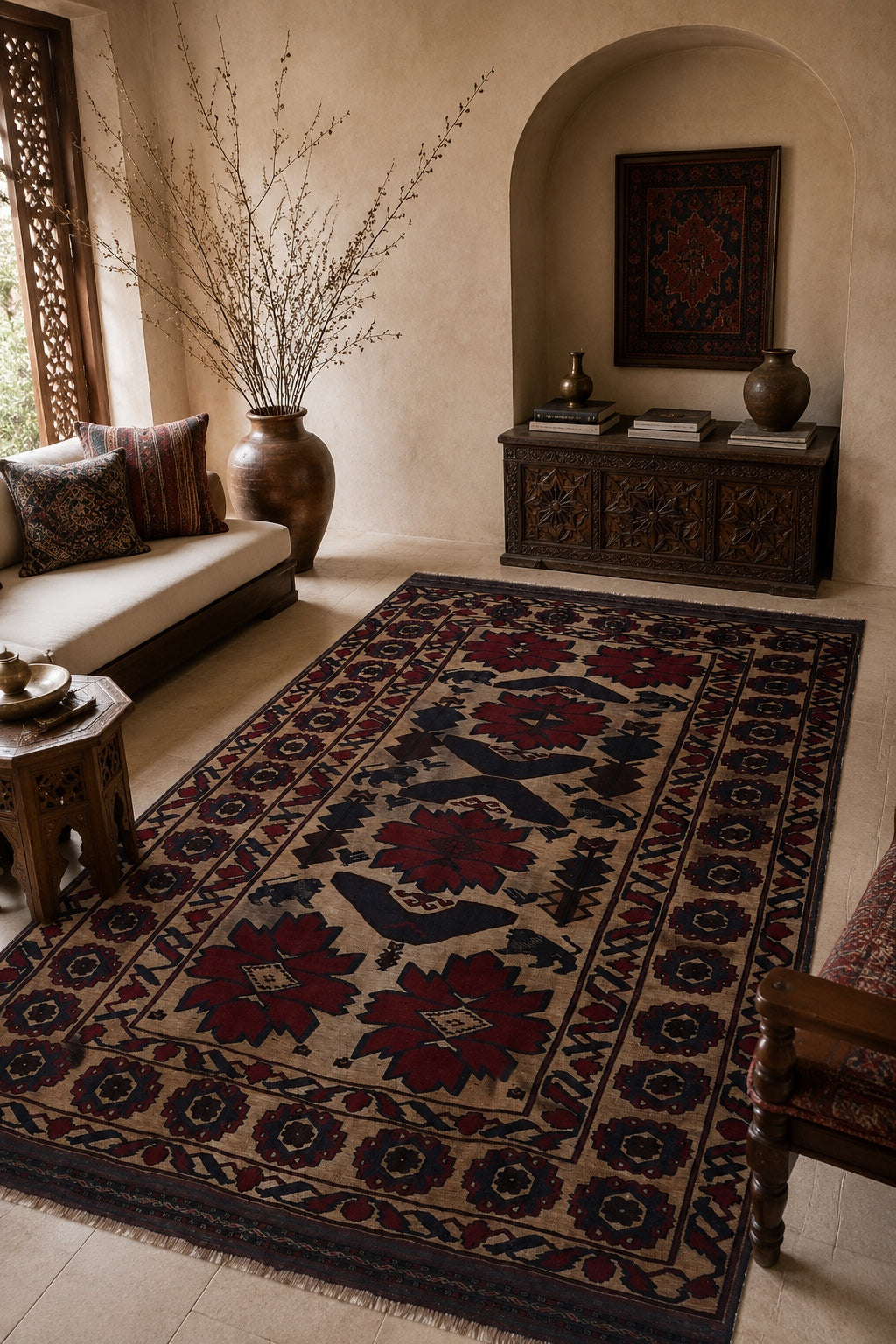 Afgan Berceste El Dokuma Yün Halı 186x286 - Afgan el dokuma hali mockup