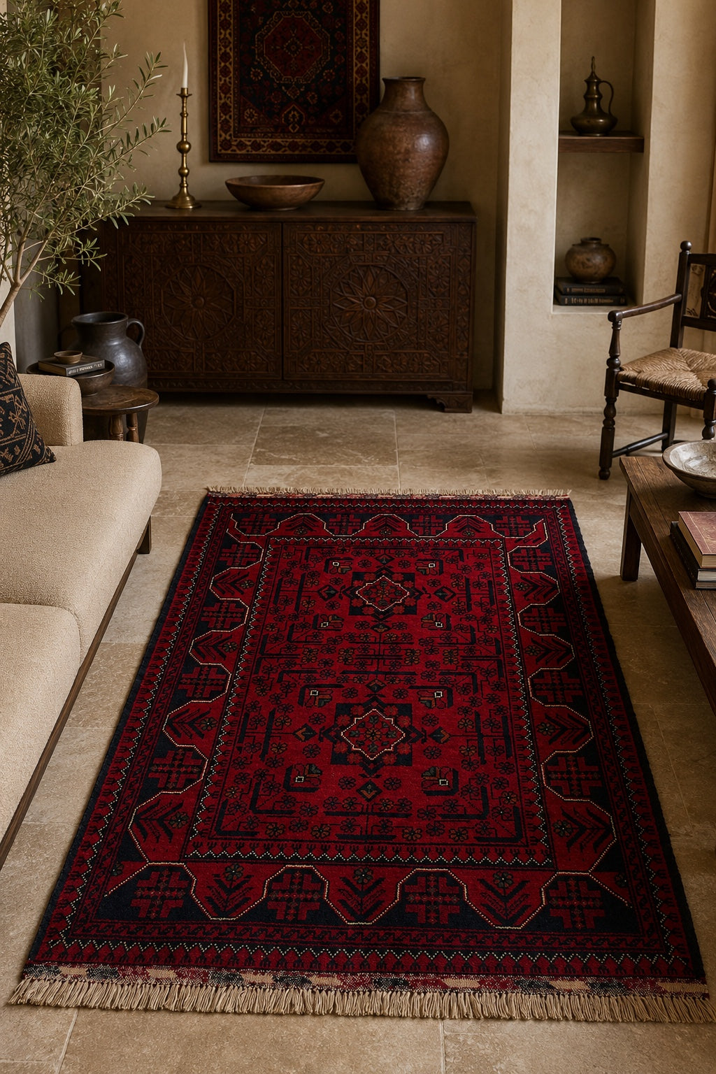 Afgan Khamyab El Dokuma Yün Halı 84x120 - Afgan el dokuma hali mockup