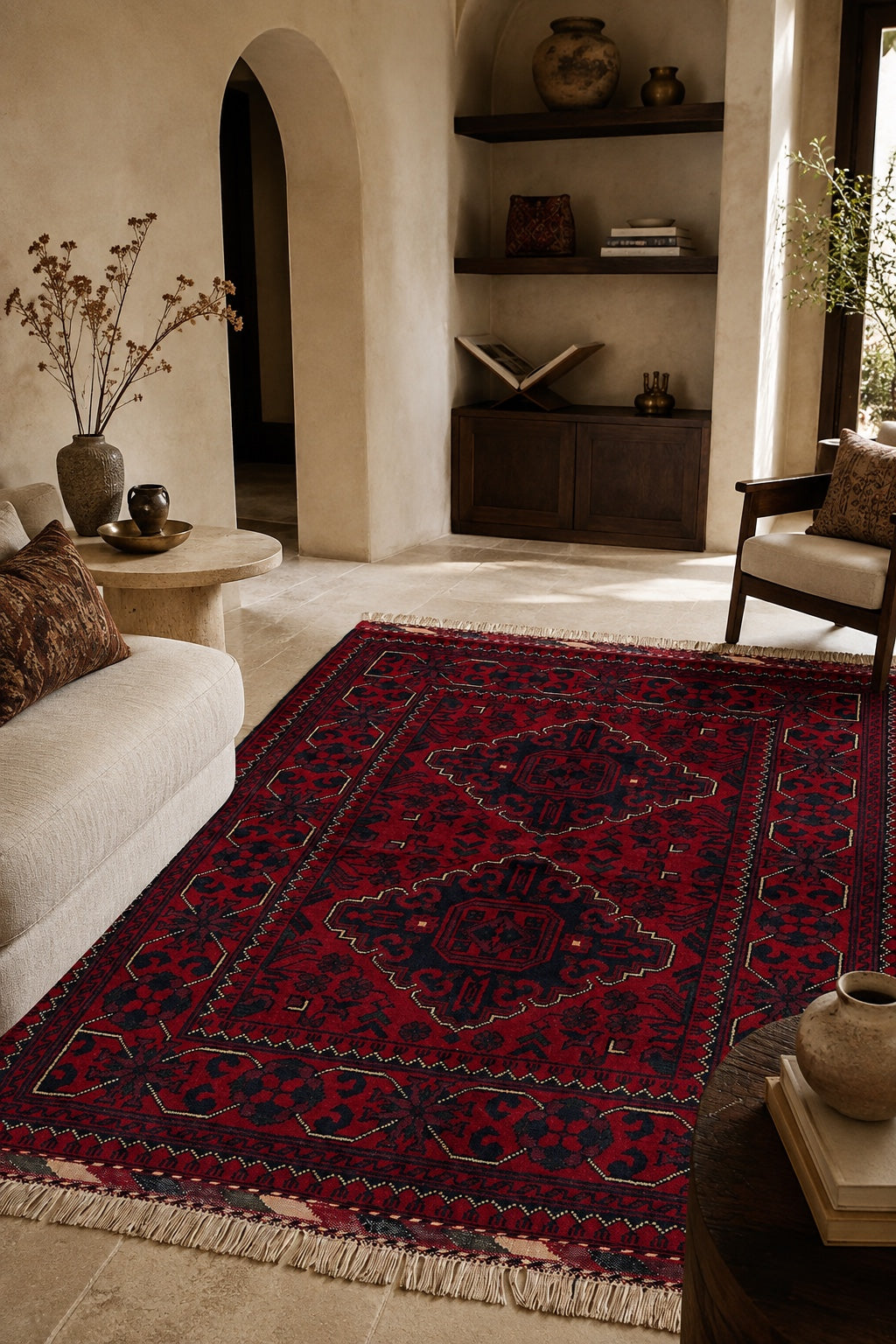 Afgan Khamyab El Dokuma Yün Halı 83x121 - Afgan el dokuma hali mockup
