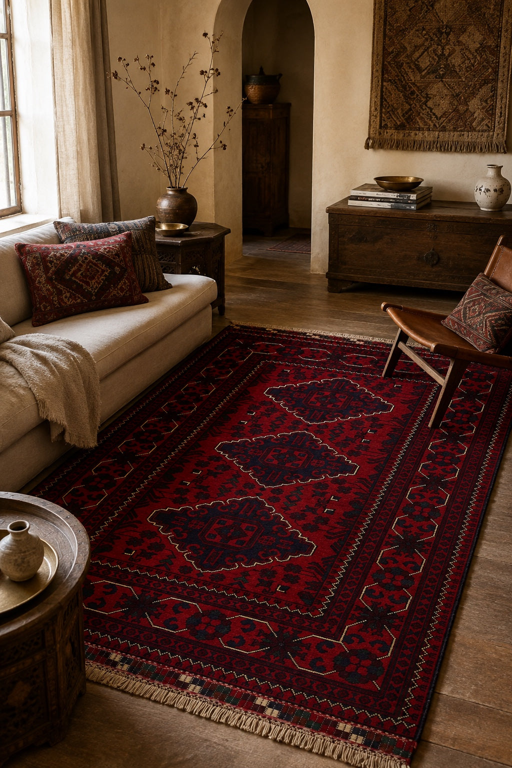 Afgan Khamyab El Dokuma Yün Halı 96x148 - Afgan el dokuma hali mockup