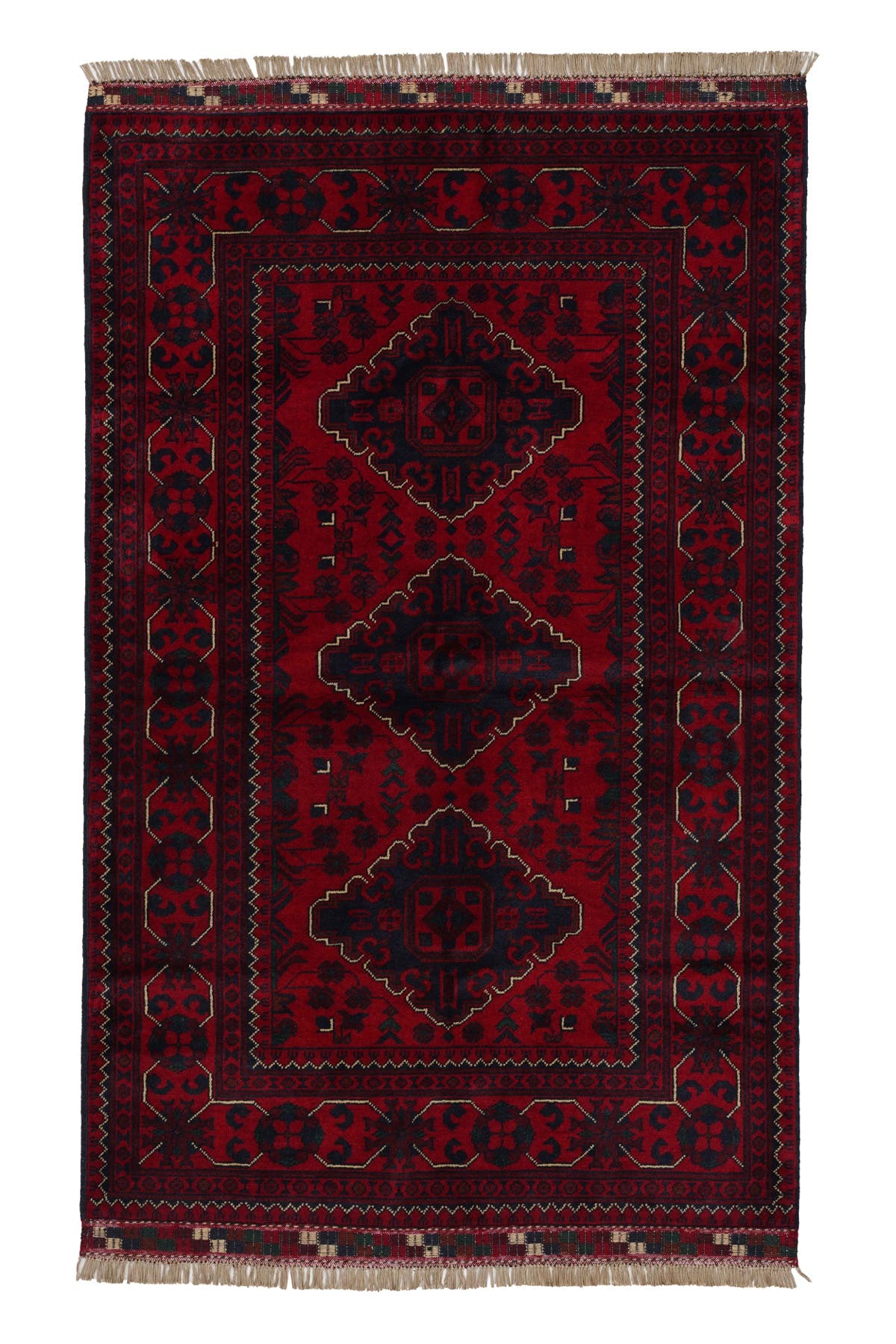 Afgan Khamyab El Dokuma Yün Halı 96x148 — üstten görünüm