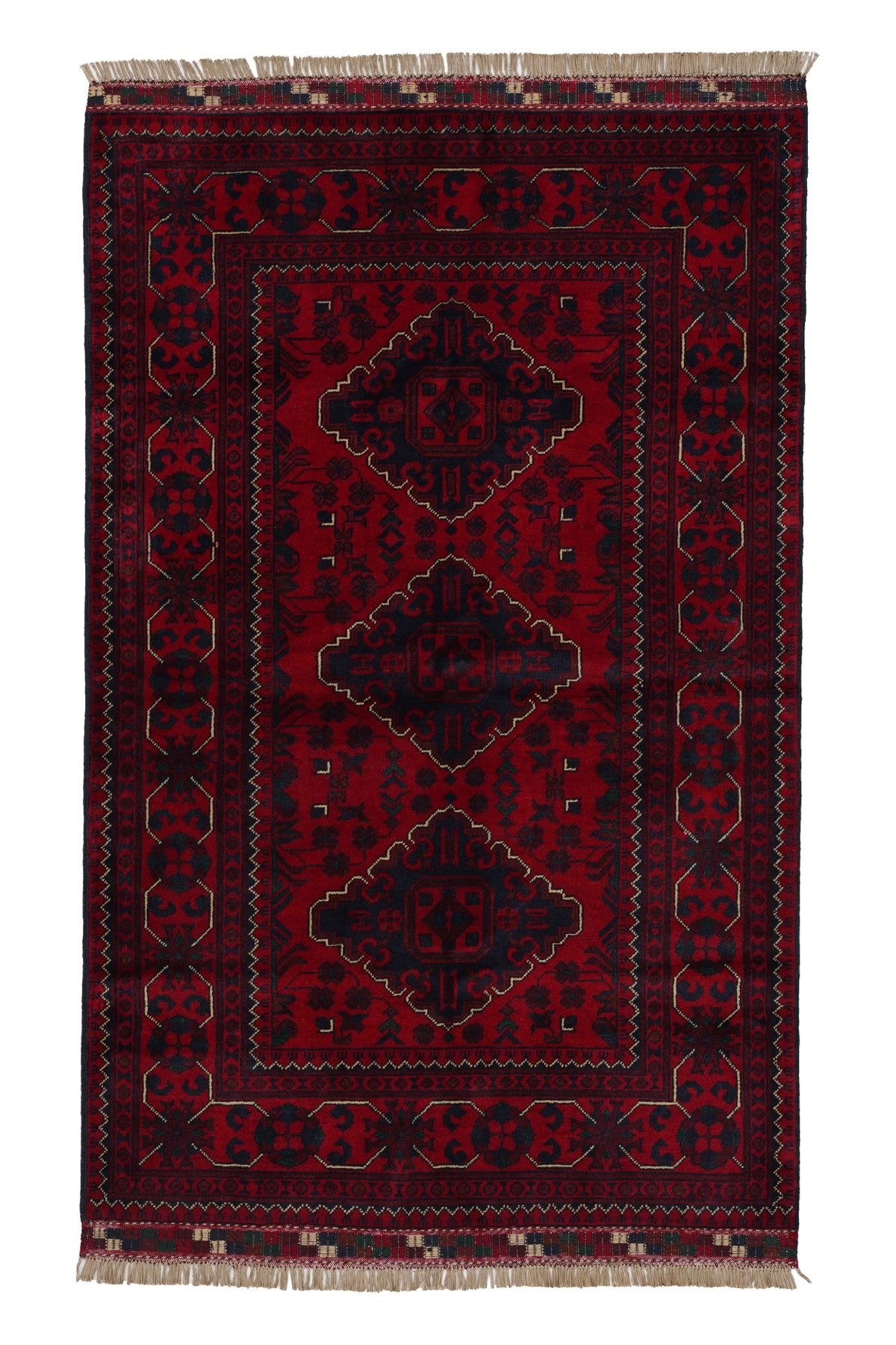 Afgan Khamyab El Dokuma Yün Halı 96x148 — üstten görünüm