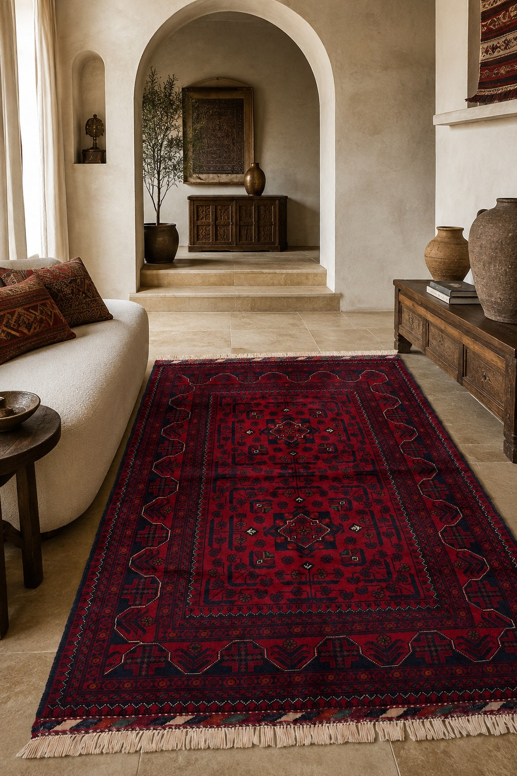 Afgan Khamyab El Dokuma Yün Halı 98x149 - Afgan el dokuma hali mockup