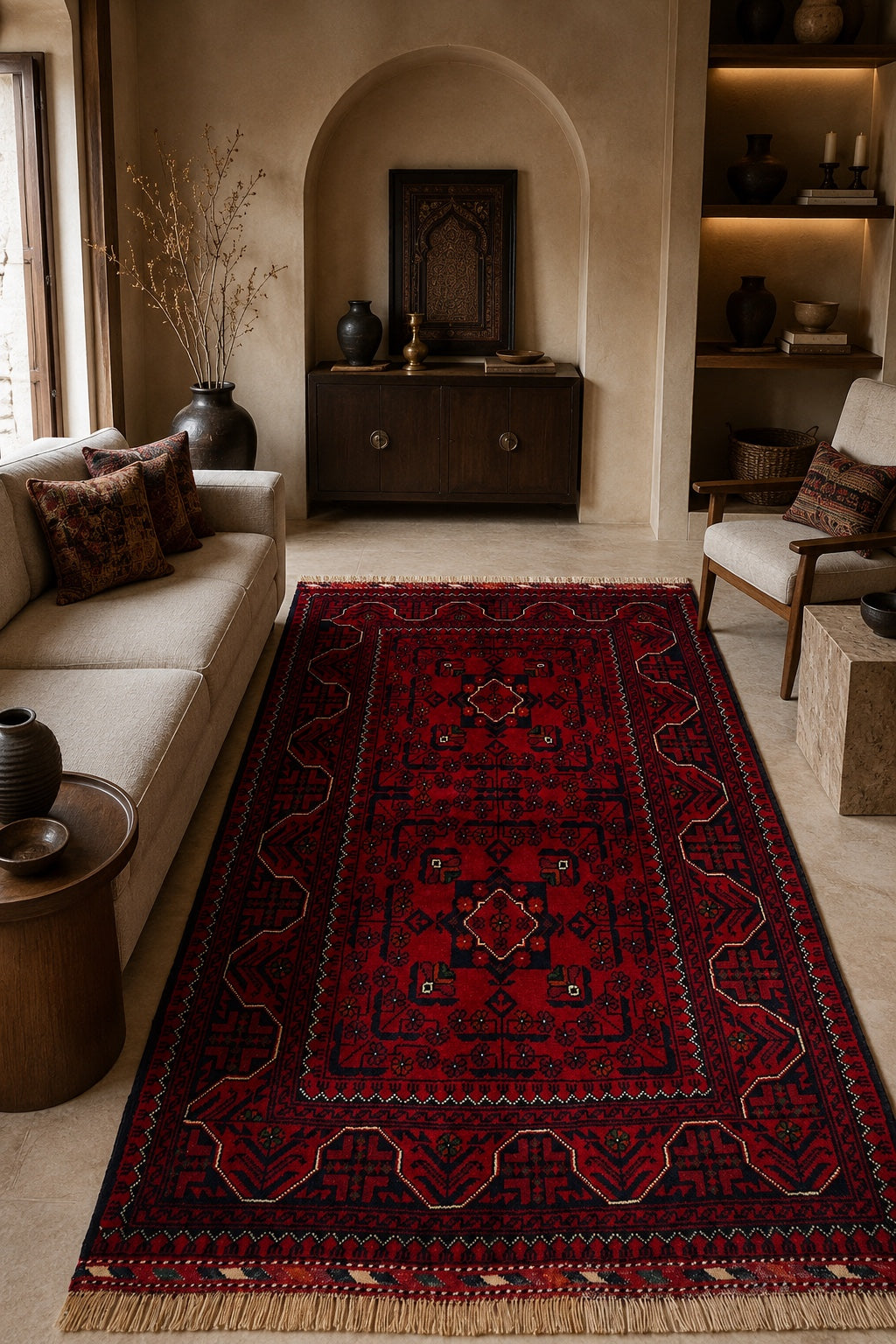 Afgan Khamyab El Dokuma Yün Halı 98x153 - Afgan el dokuma hali mockup