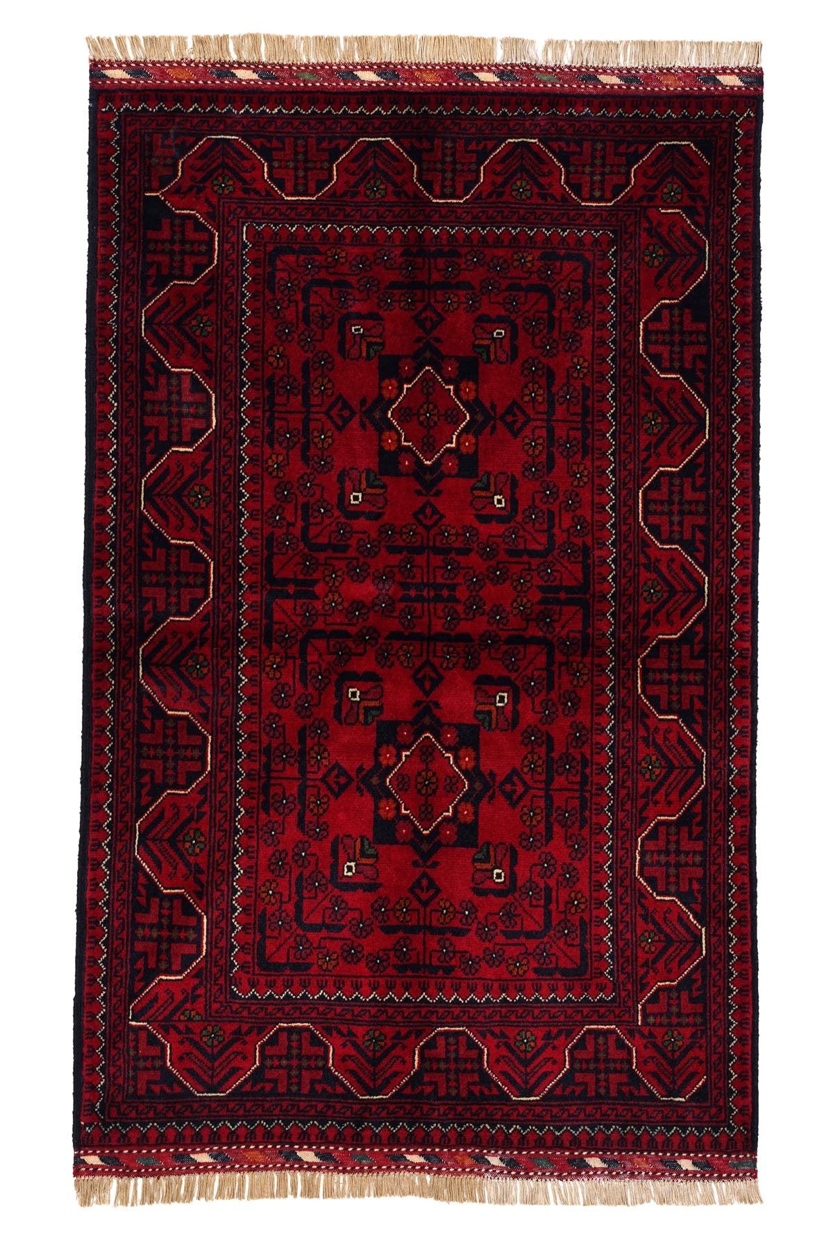Afgan Khamyab El Dokuma Yün Halı 98x153 — üstten görünüm