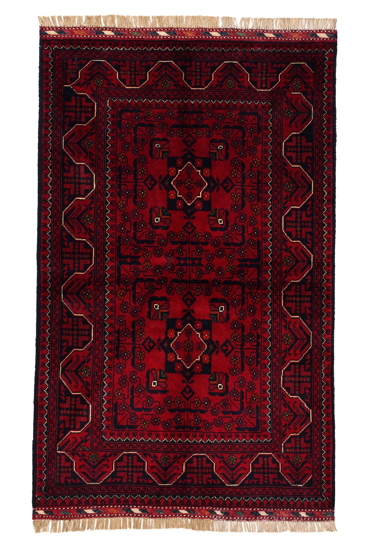Afgan Khamyab El Dokuma Yün Halı 98x153 — üstten görünüm