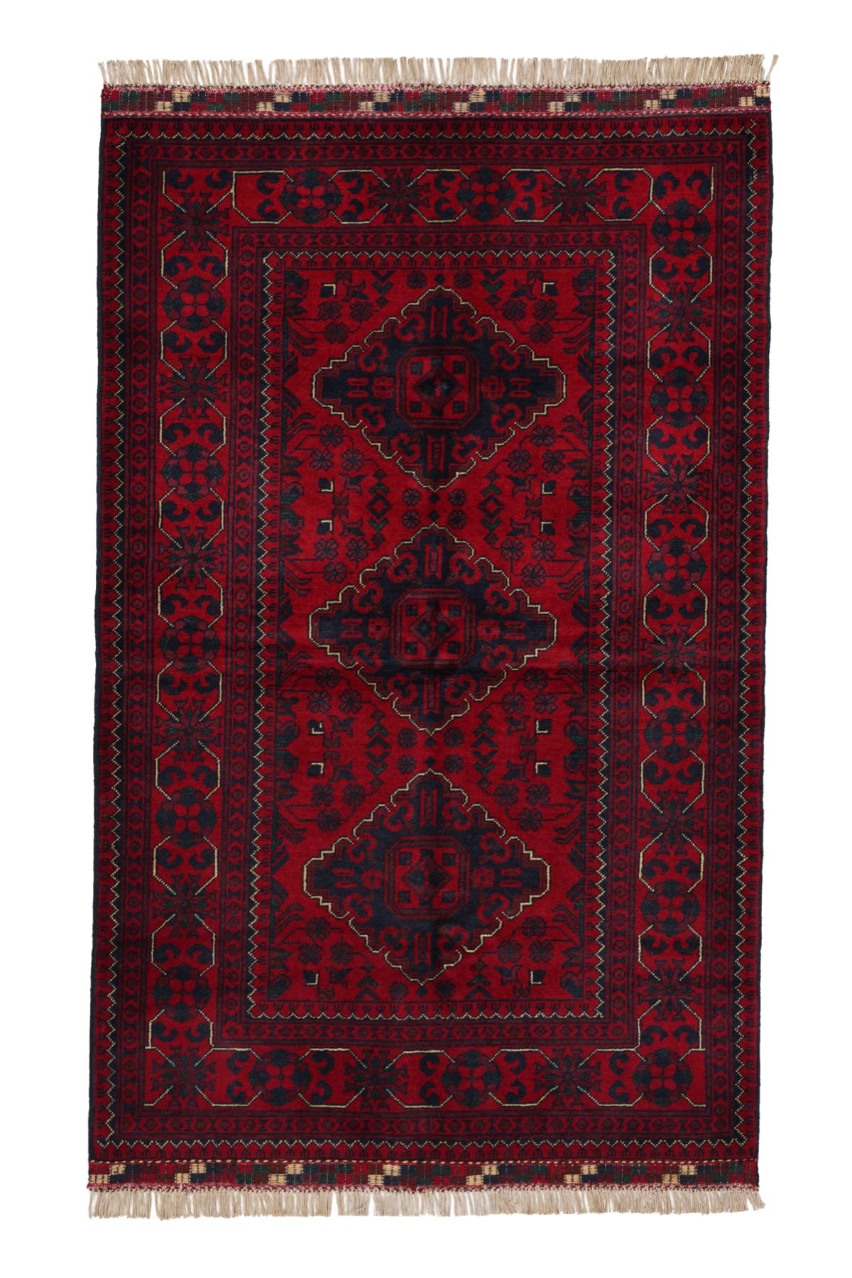 Afgan Khamyab El Dokuma Yün Halı 100x156 — üstten görünüm