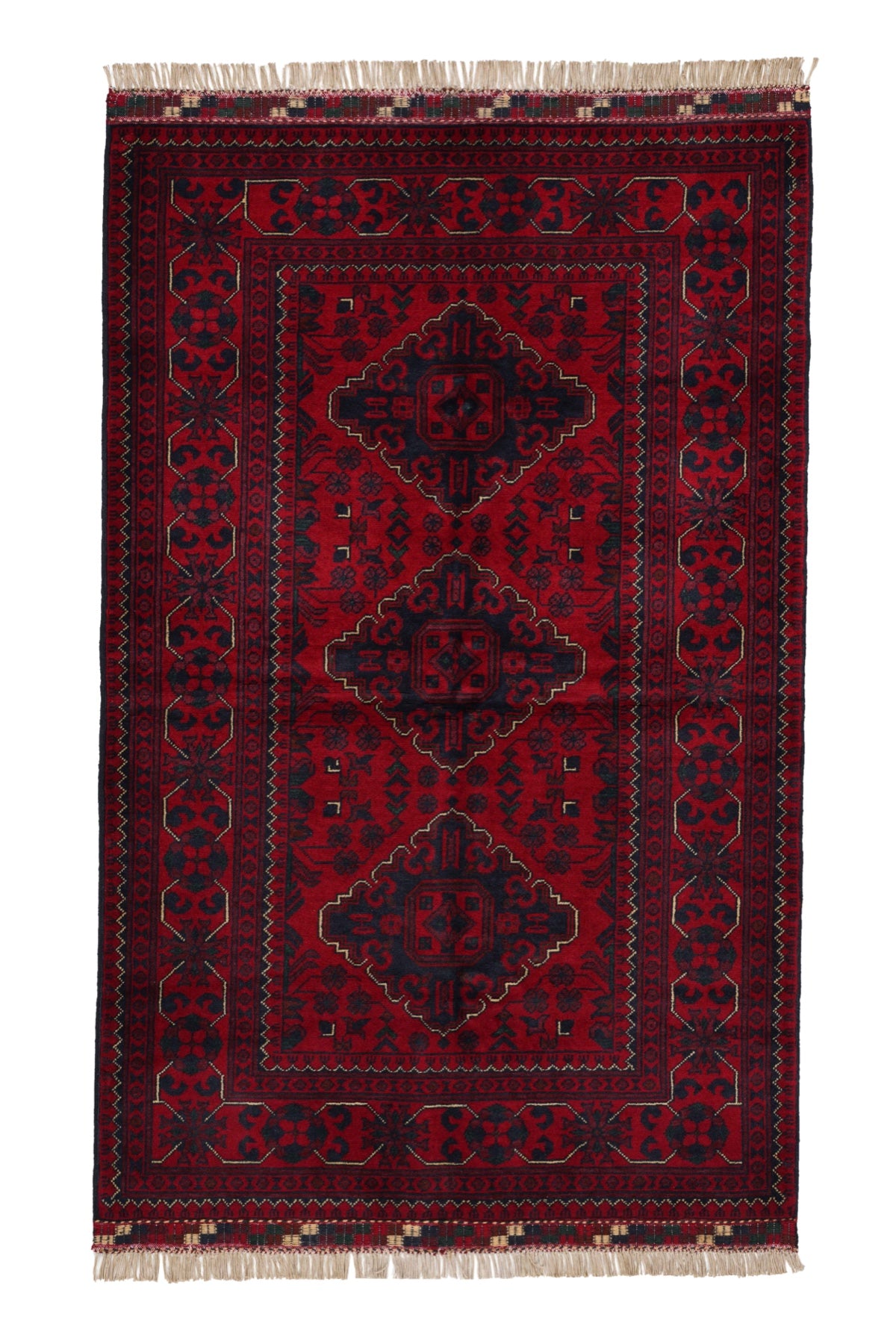 Afgan Khamyab El Dokuma Yün Halı 100x156 — üstten görünüm