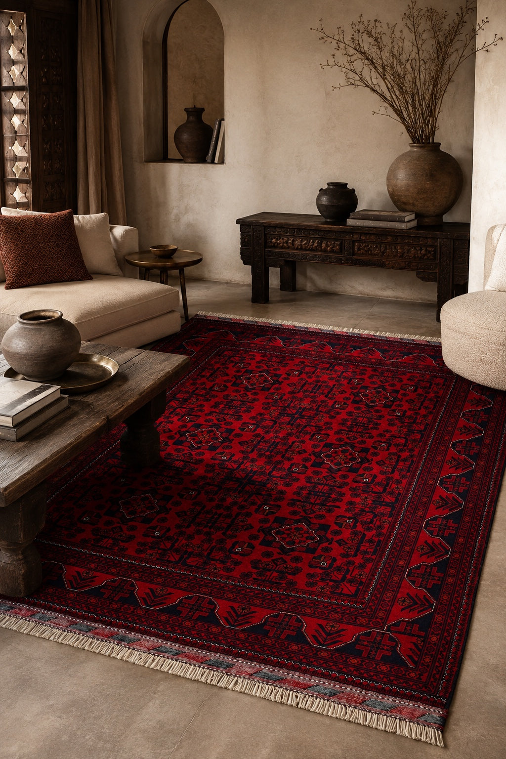 Afgan Khamyab El Dokuma Yün Halı 150x189 - Afgan el dokuma hali mockup