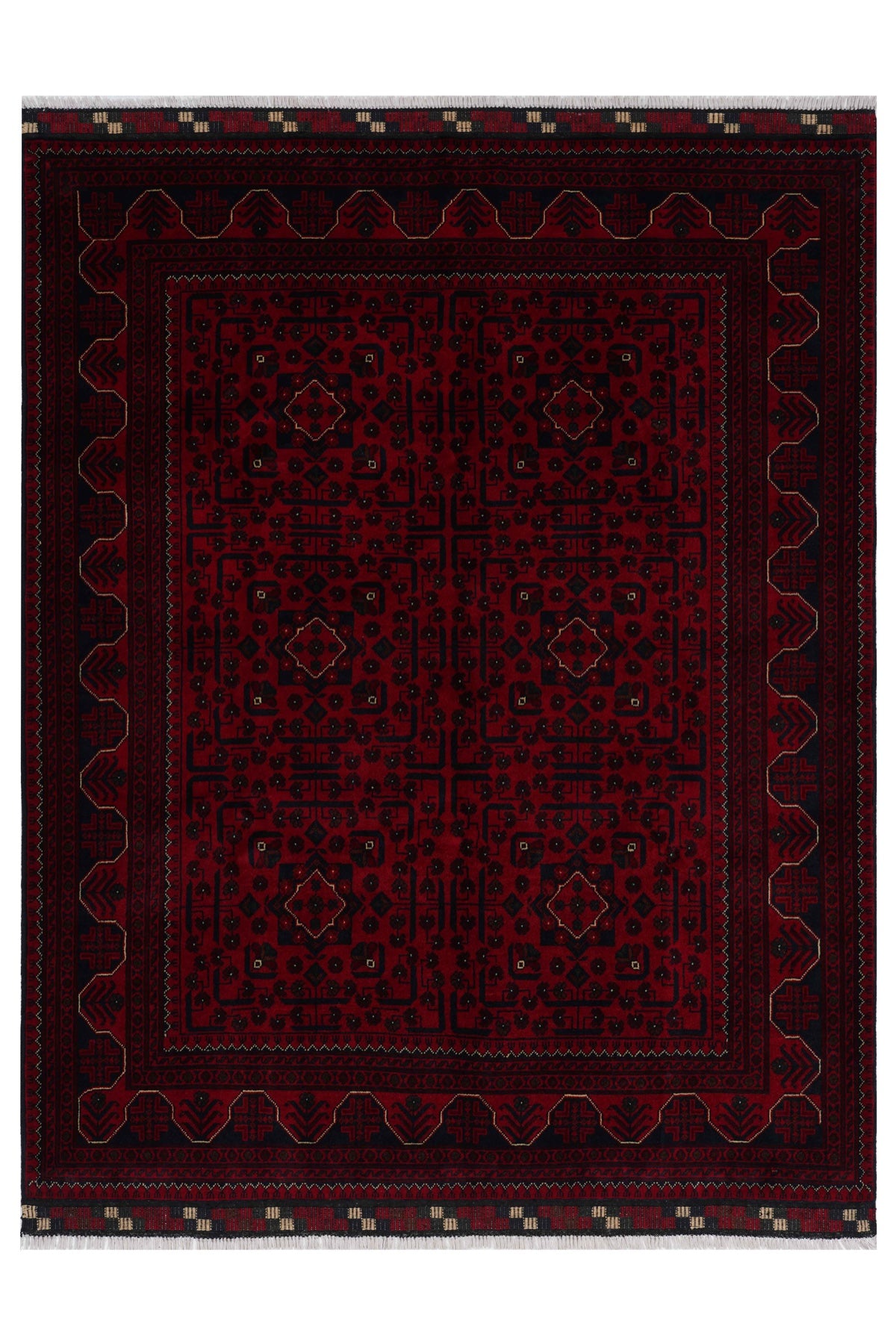 Afgan Khamyab El Dokuma Yün Halı 189x153 — üstten görünüm