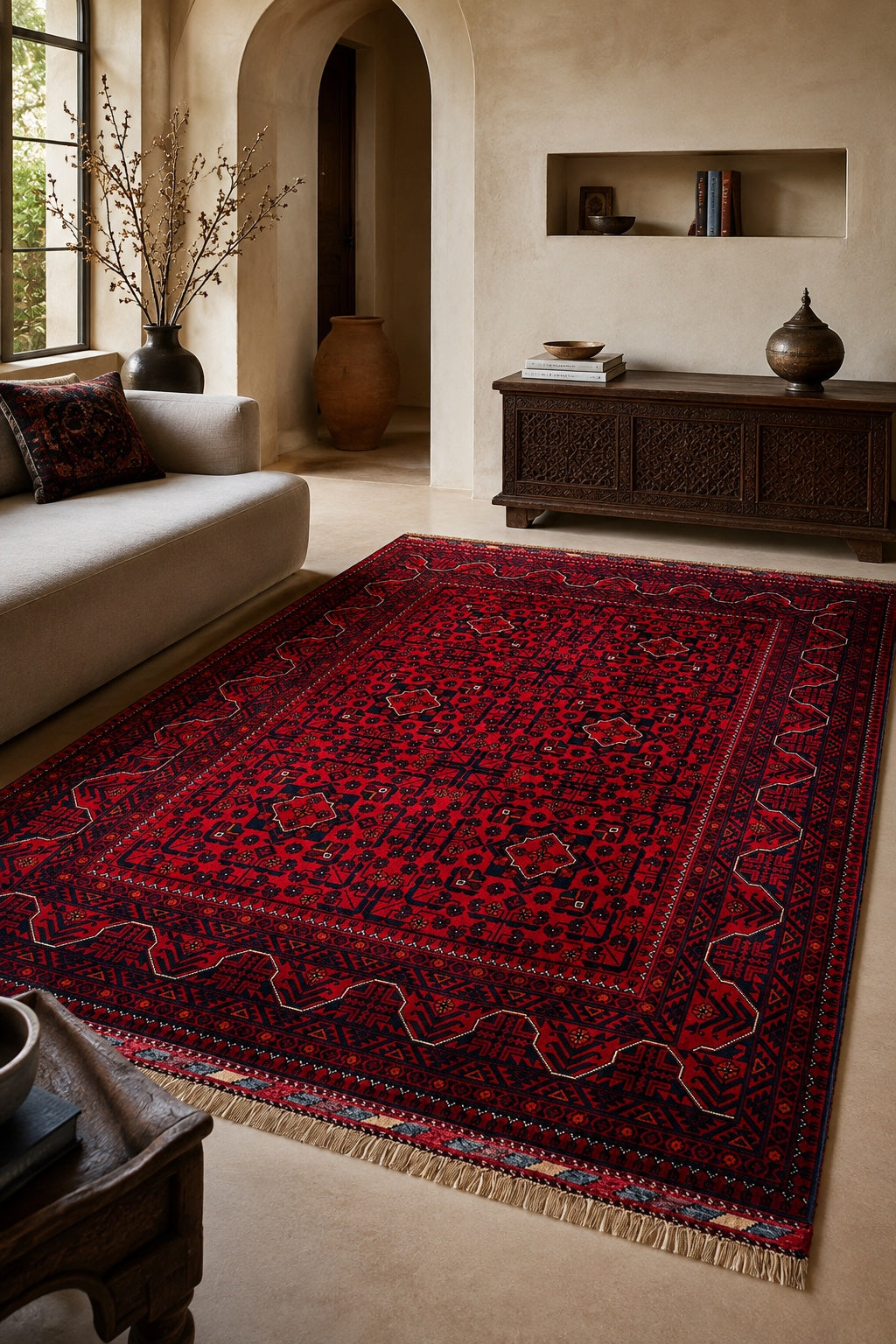 Afgan Khamyab El Dokuma Yün Halı 152x195 - Afgan el dokuma hali mockup