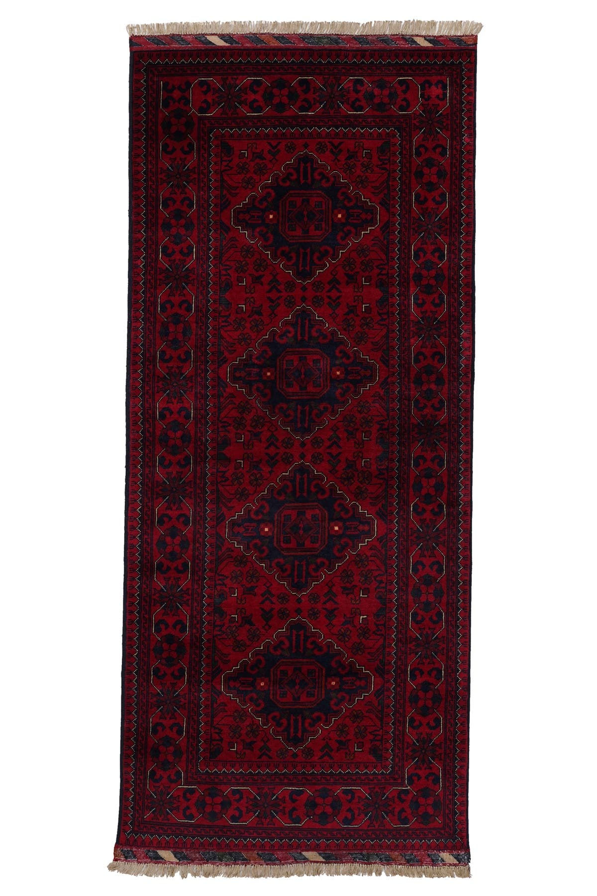 Afgan Khamyab El Dokuma Yün Halı 84x197 — üstten görünüm