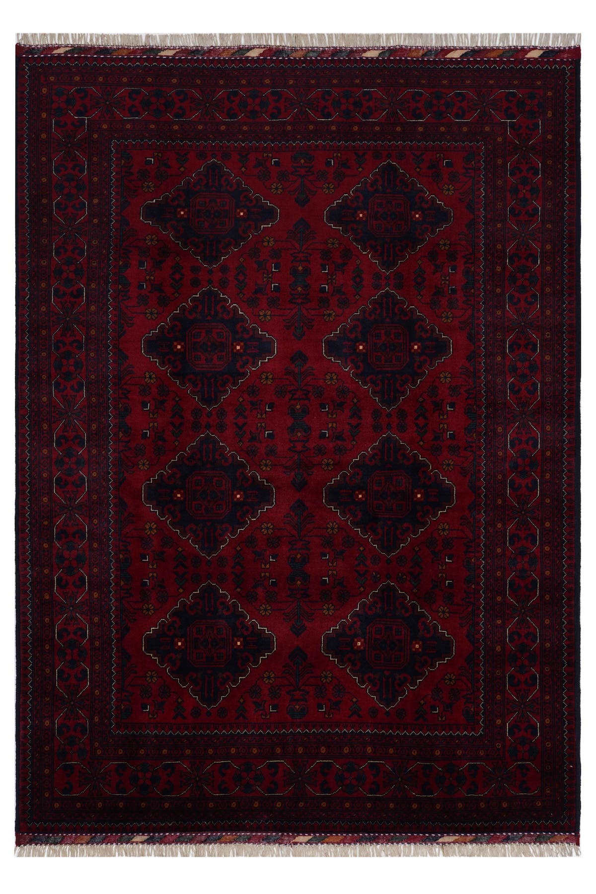 Afgan Khamyab El Dokuma Yün Halı 166x231 — üstten görünüm