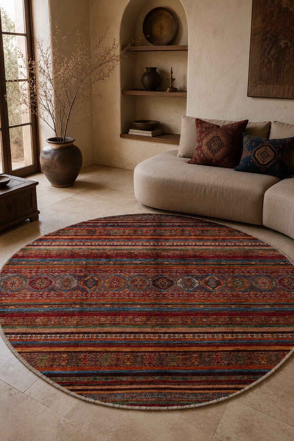 SHB Afgan Orjin El Dokuma Yün Halı 203x203 - Afgan el dokuma hali mockup