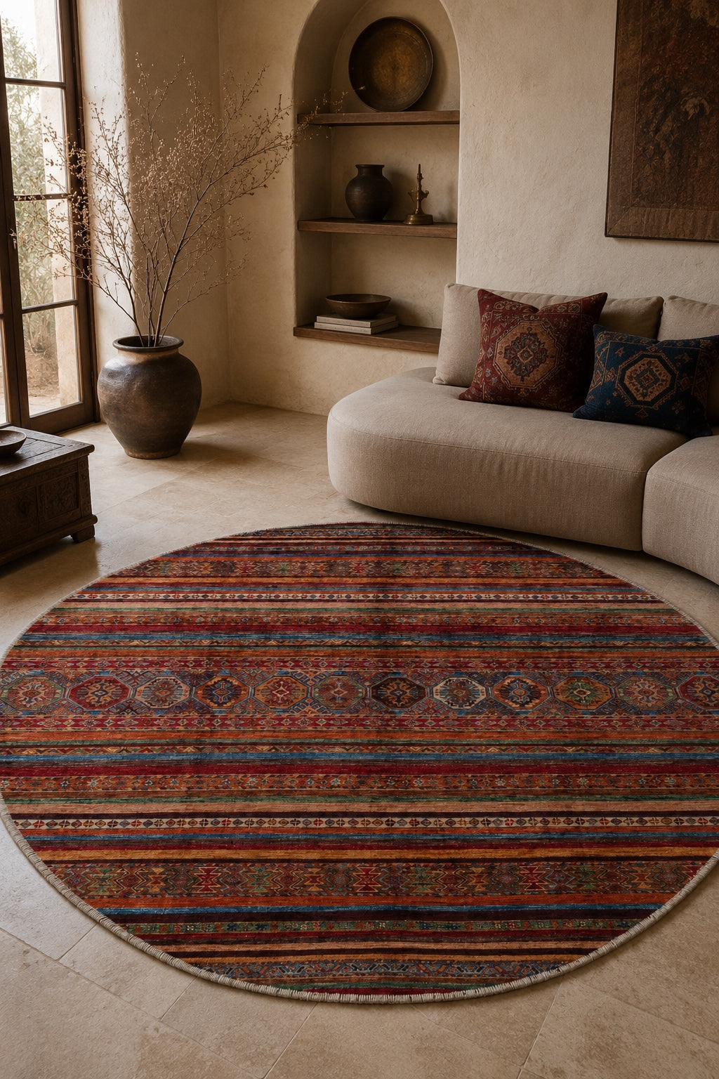 SHB Afgan Orjin El Dokuma Yün Halı 203x203 - Afgan el dokuma hali mockup