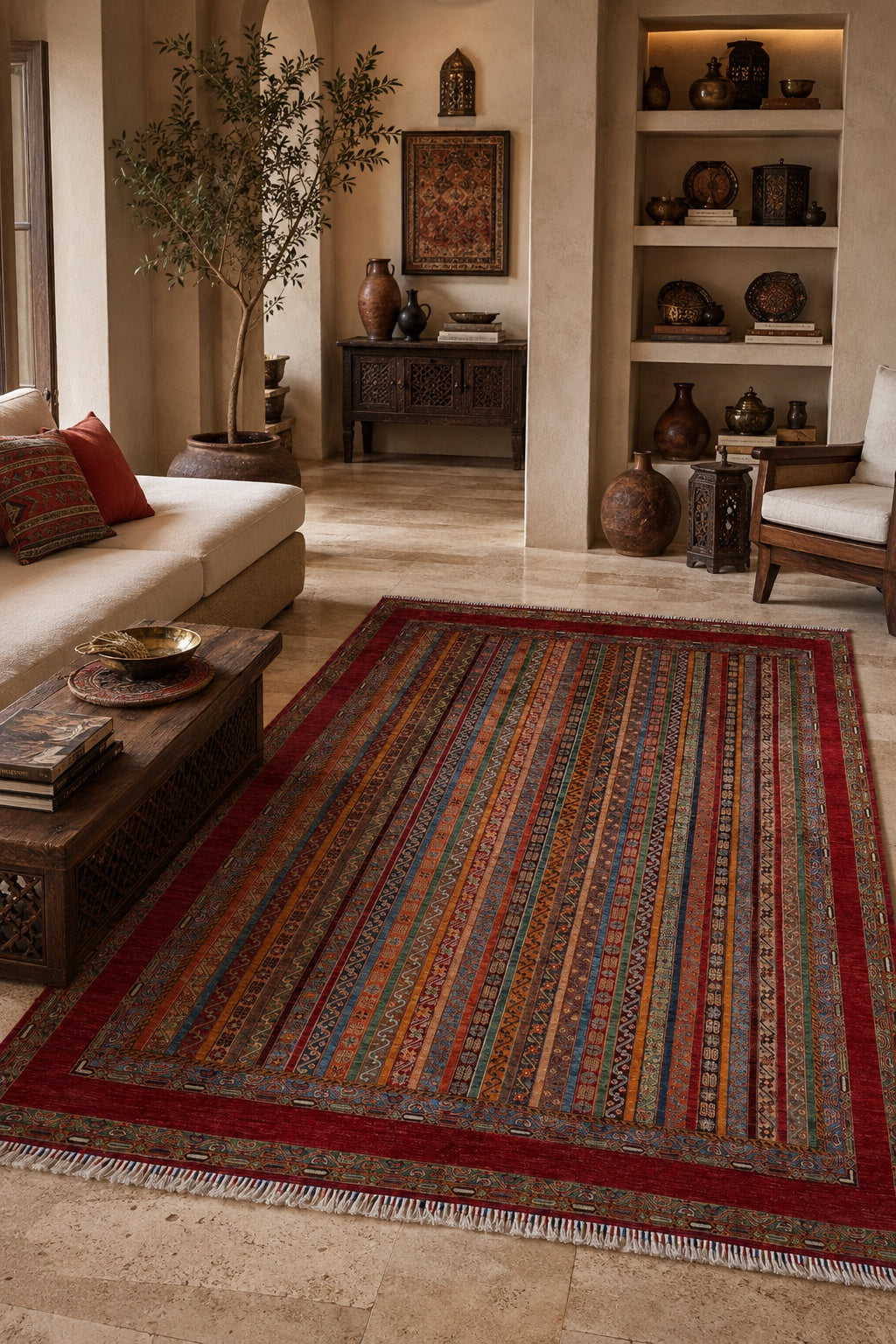 SHB Afgan Orjin El Dokuma Yün Halı 79x125 - Afgan el dokuma hali mockup