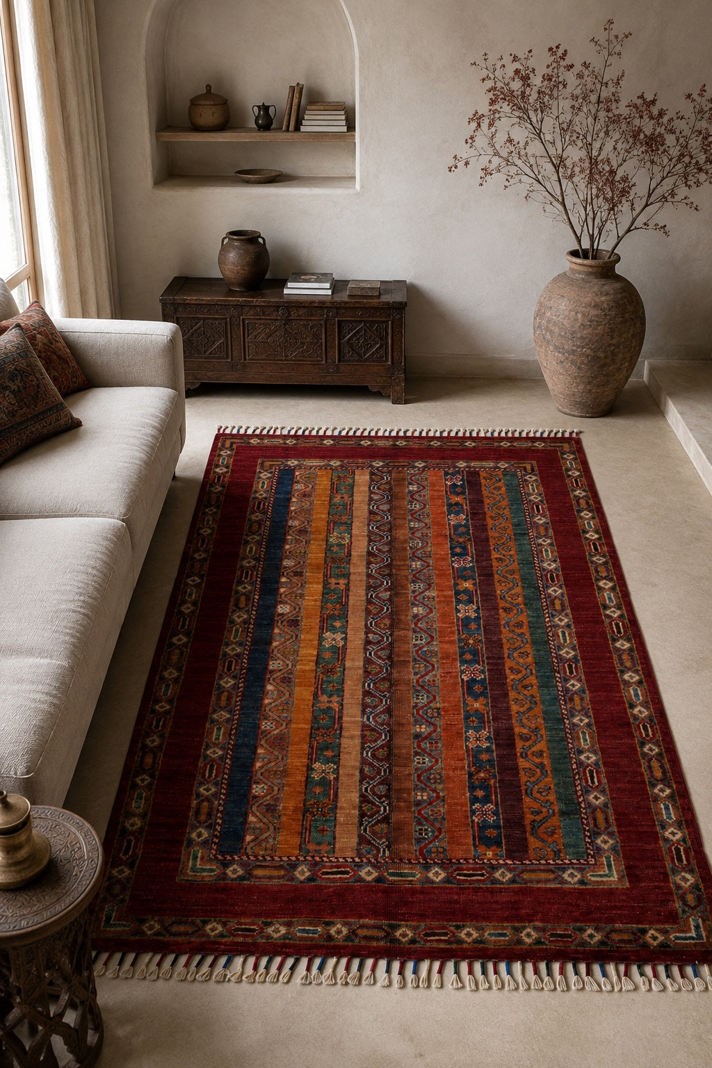 SHB Afgan Orjin El Dokuma Yün Halı 90x128 - Afgan el dokuma hali mockup
