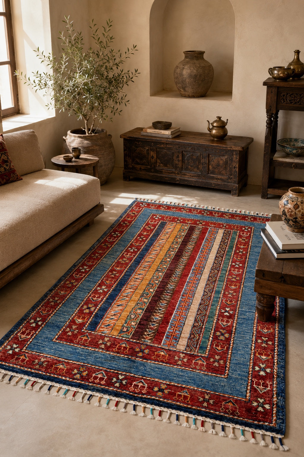 SHB Afgan Orjin El Dokuma Yün Halı 82x129 - Afgan el dokuma hali mockup