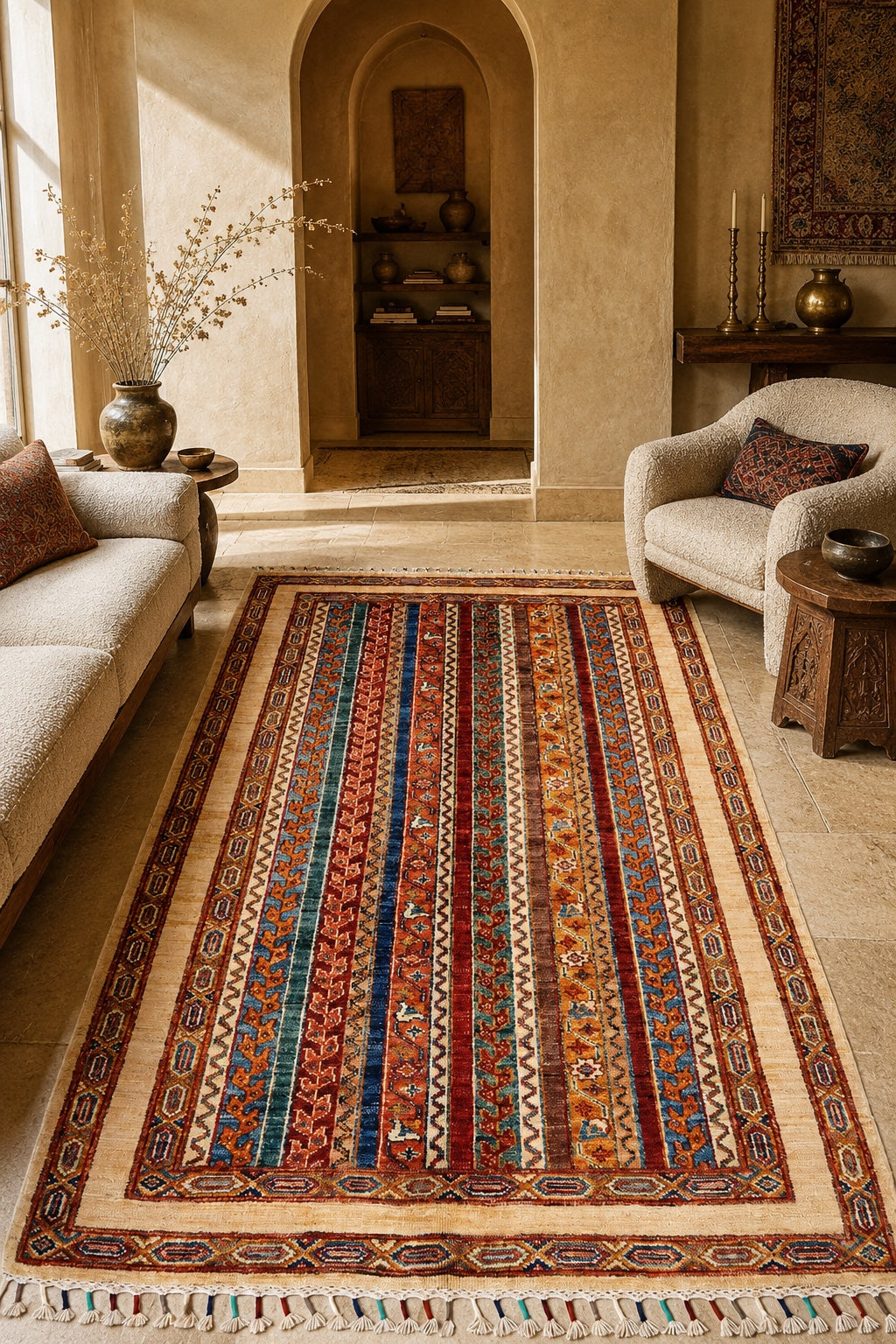 SHB Afgan Orjin El Dokuma Yün Halı 91x151 - Afgan el dokuma hali mockup