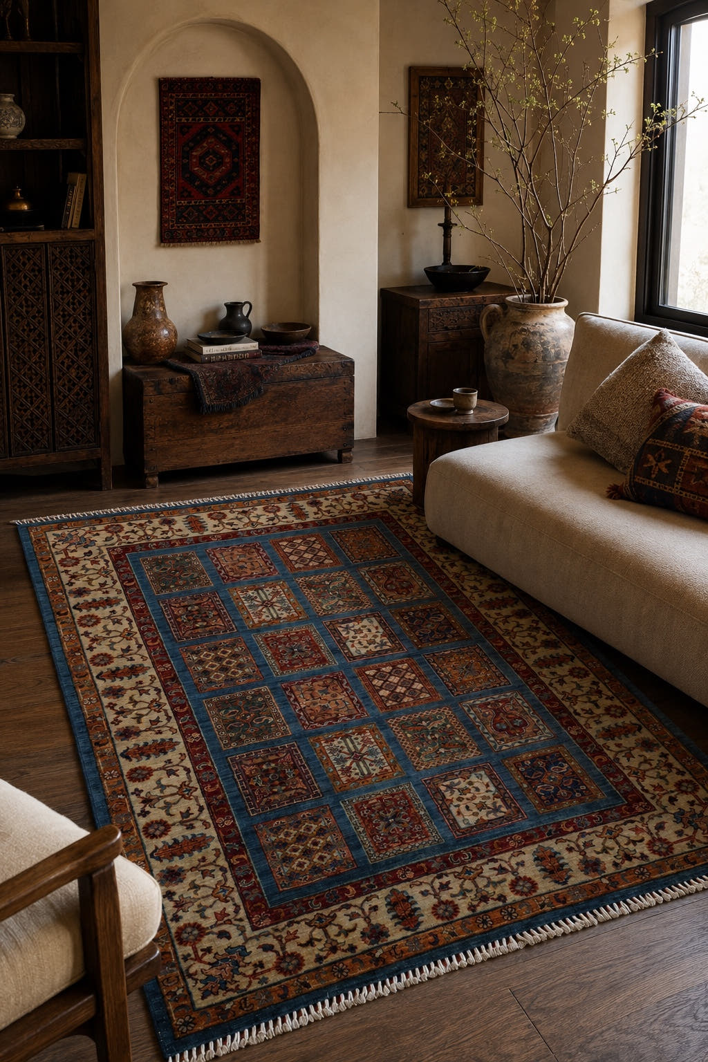 SHB Afgan Orjin El Dokuma Yün Halı 152x200 - Afgan el dokuma hali mockup