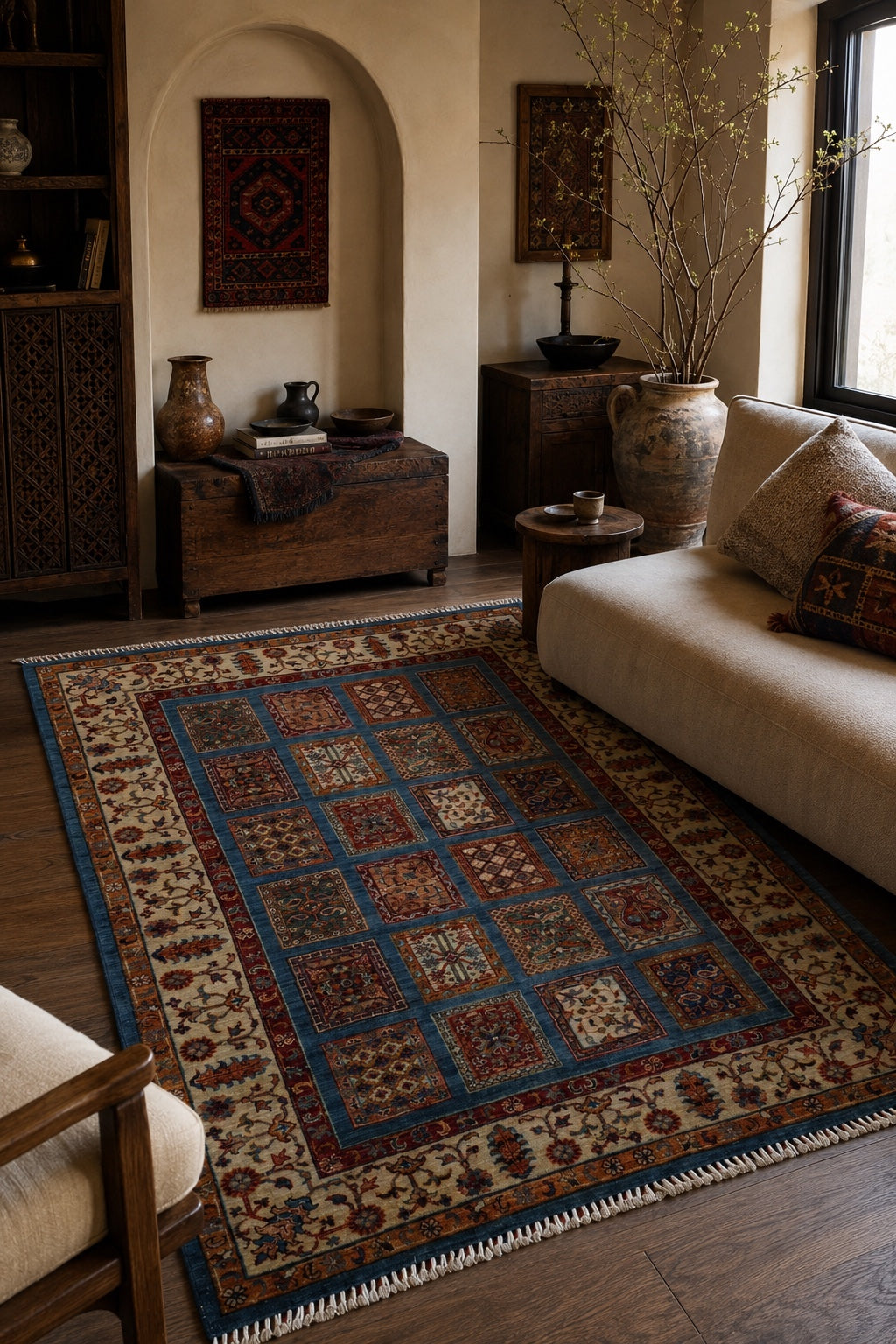 SHB Afgan Orjin El Dokuma Yün Halı 152x200 - Afgan el dokuma hali mockup