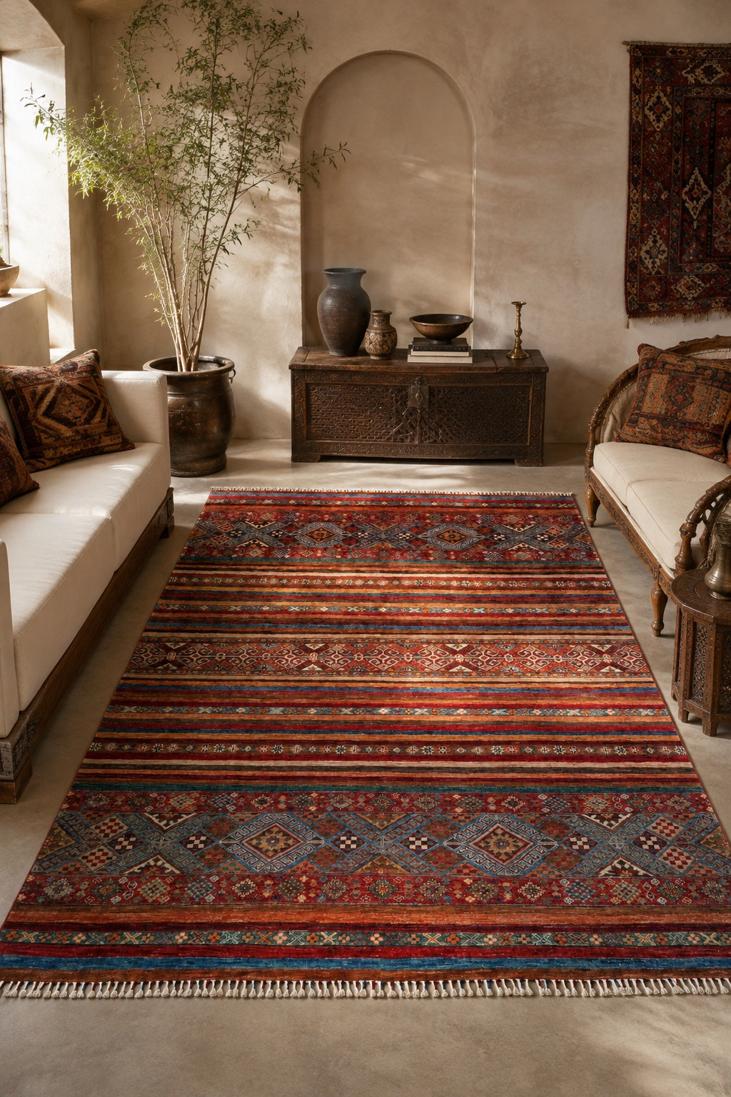 SHB Afgan Orjin El Dokuma Yün Halı 174x242 - Afgan el dokuma hali mockup