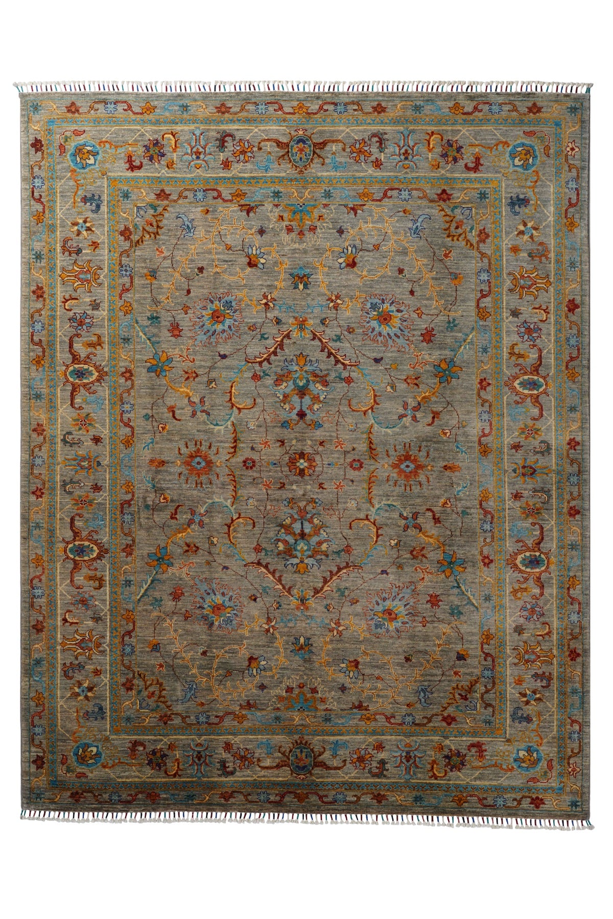 Afgan Orjin El Dokuma Yün Halı 253x201 — üstten görünüm