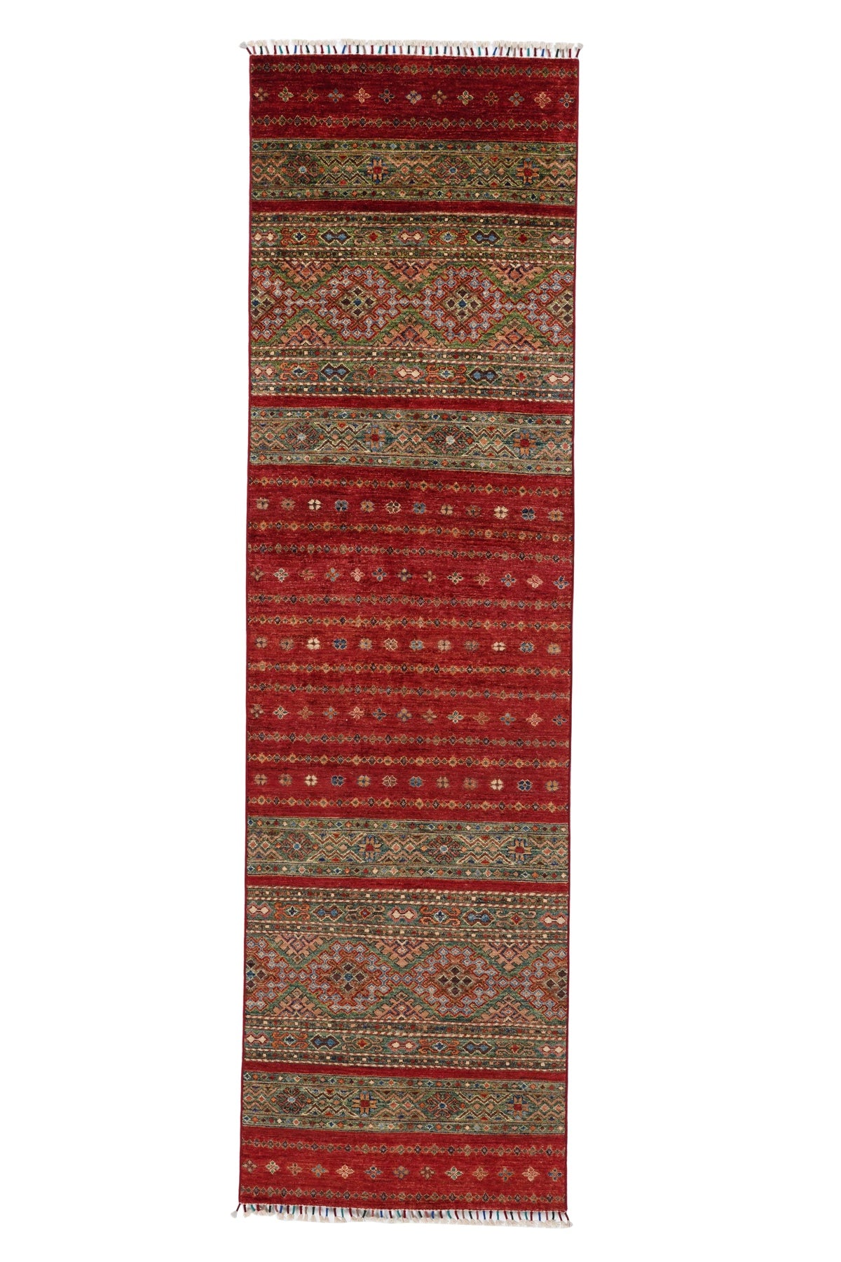 Afgan Orjin El Dokuma Yün Halı 85x294 — üstten görünüm
